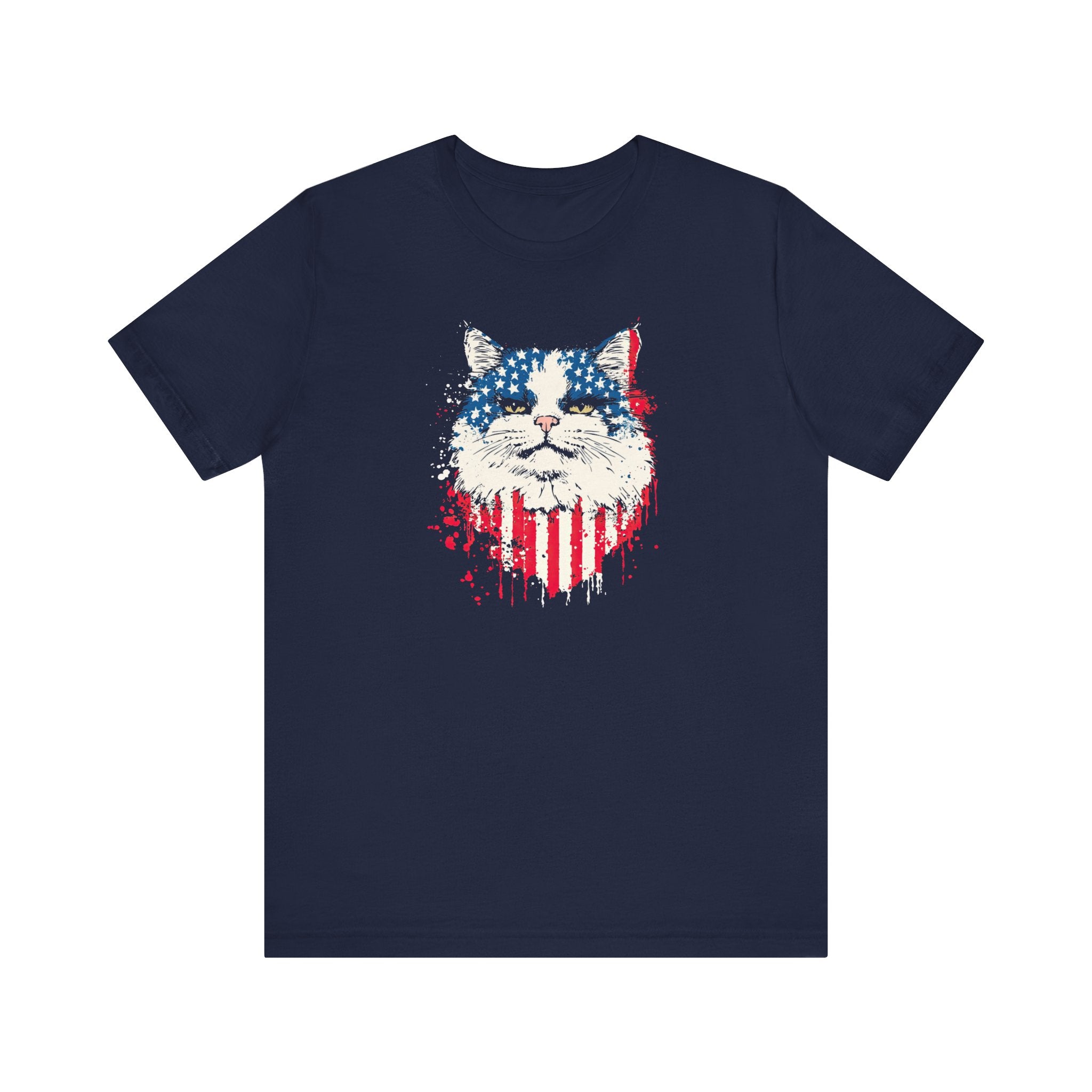 American Flag Cat Face T-Shirt – Patriotic Cat Lover Tee
