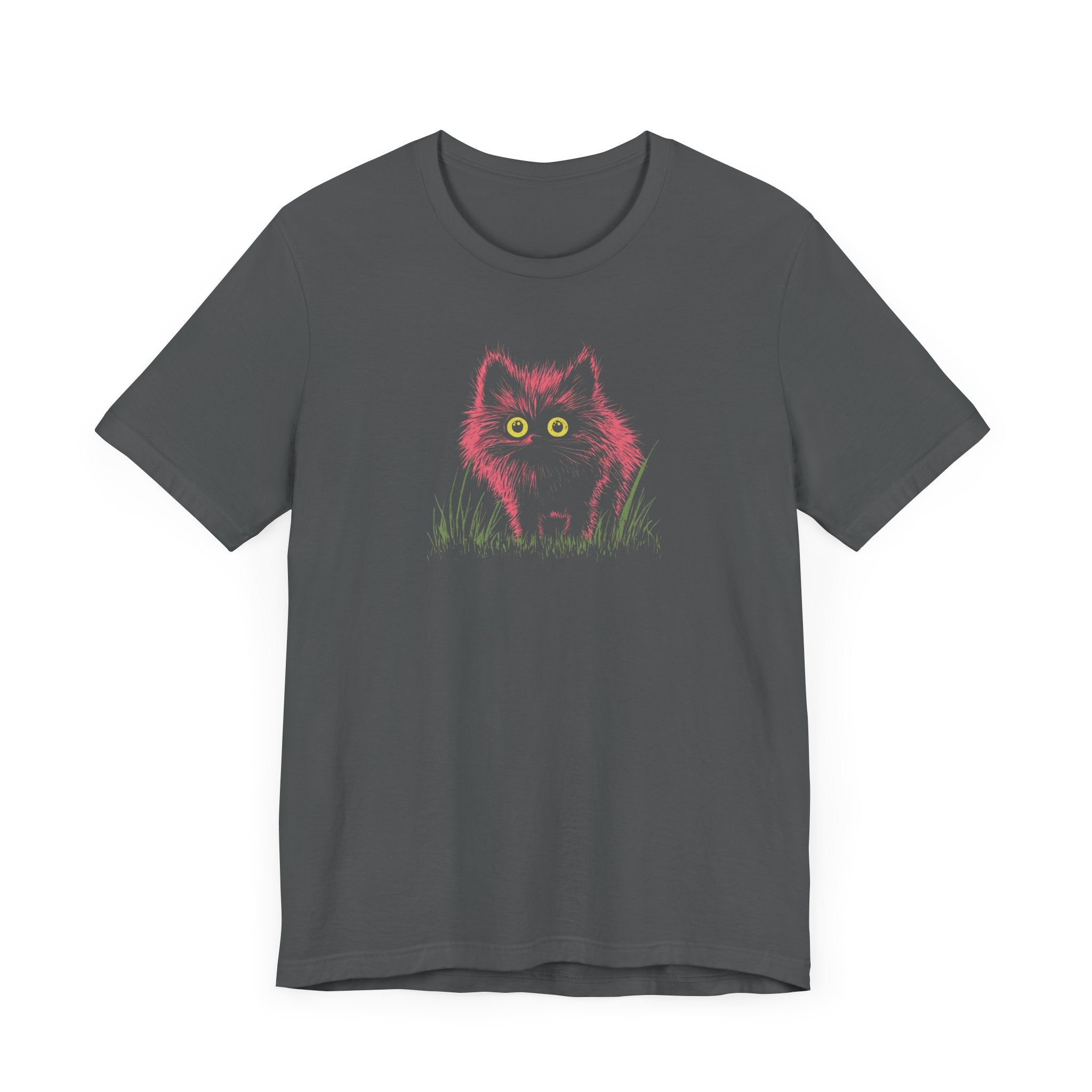 Neon Pink Fluffy Cat Graphic Tee