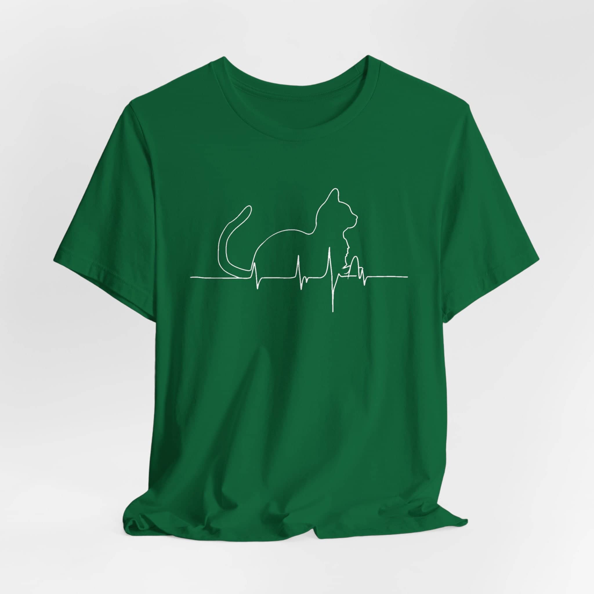 Cat Heartbeat Line Art Shirt Minimalist Cat Lover Gift