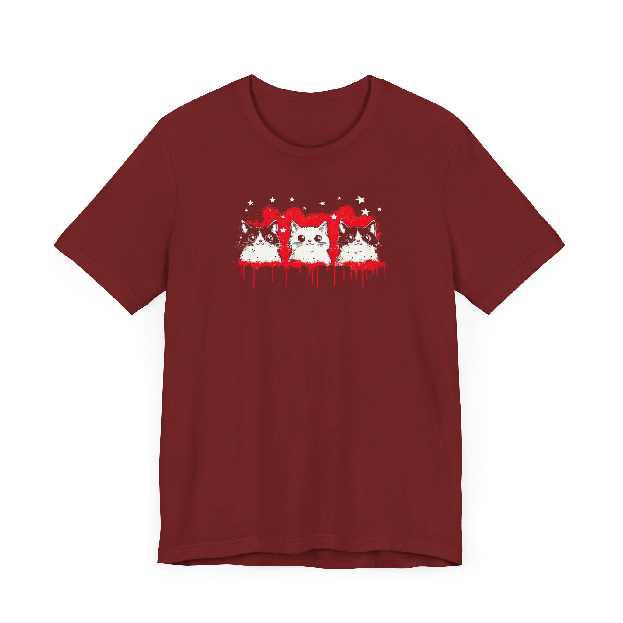 Triple Cat Drip Graphic Tee – Cool Cats in Stars and Stripes Shirt