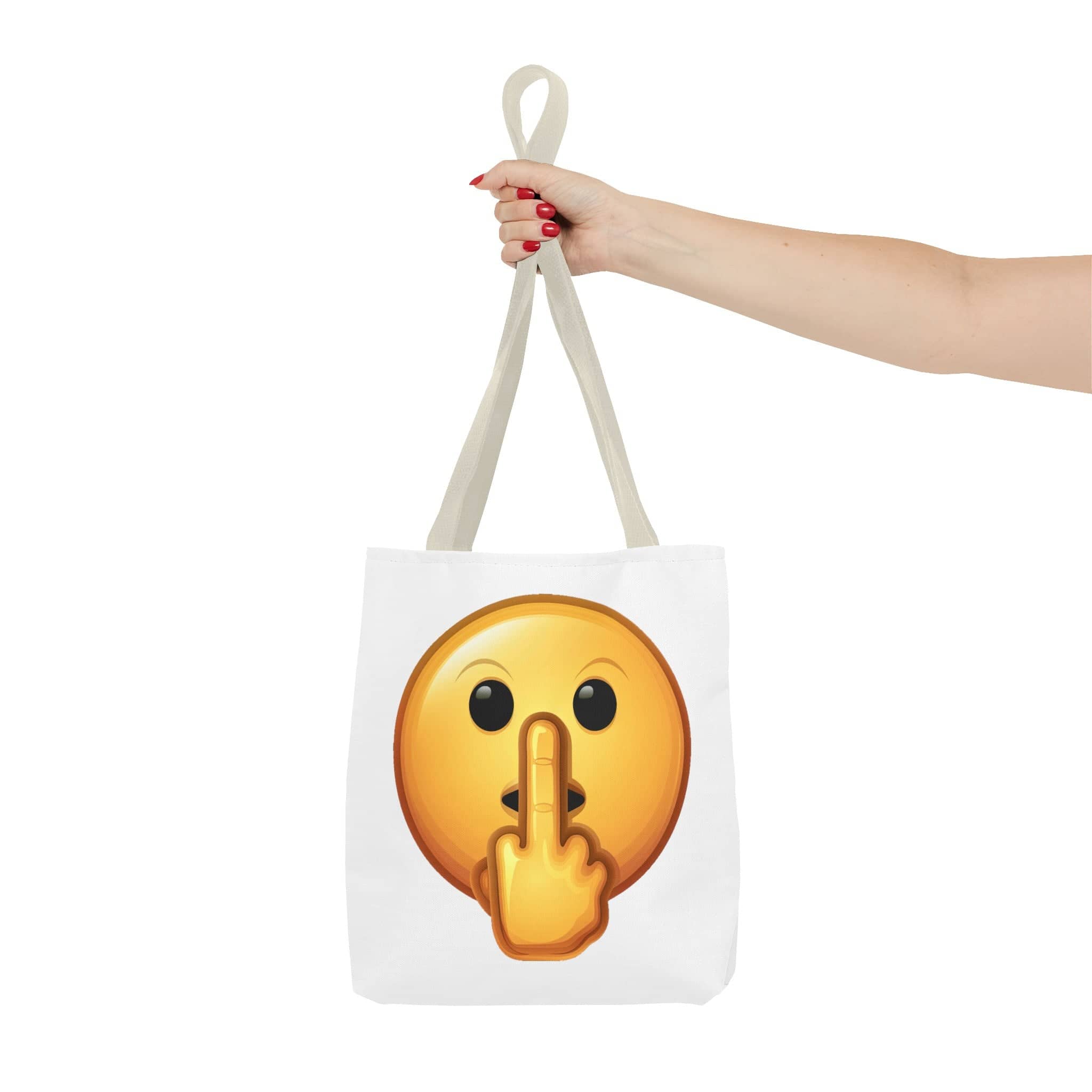 Middle Finger FU Shh Silent Protest Emoji Tote Bag (AOP)