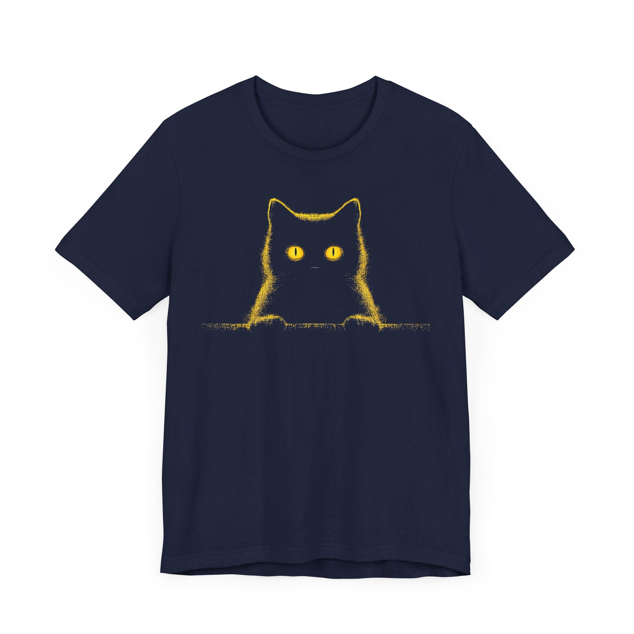 Glowing Eyes Black Cat Graphic Tee – Mysterious Feline Lover Shirt