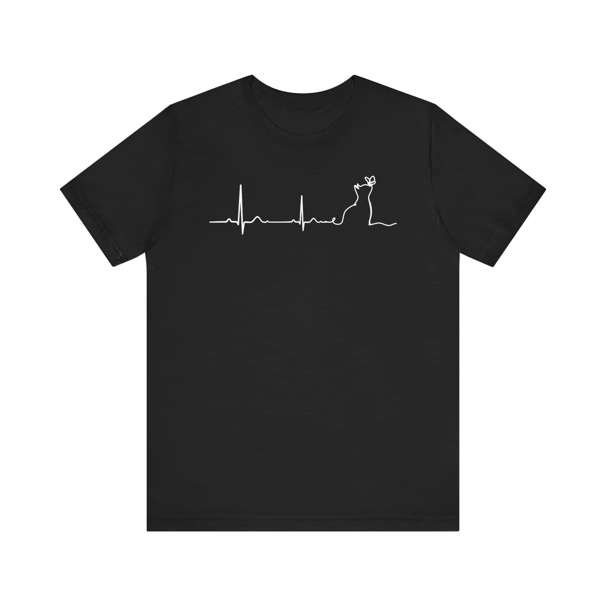 Heartbeat Cat Line Art T-Shirt