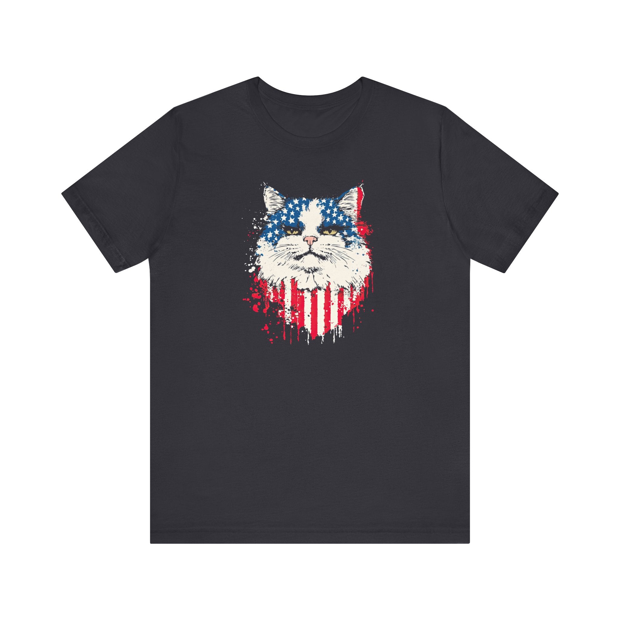 American Flag Cat Face T-Shirt – Patriotic Cat Lover Tee