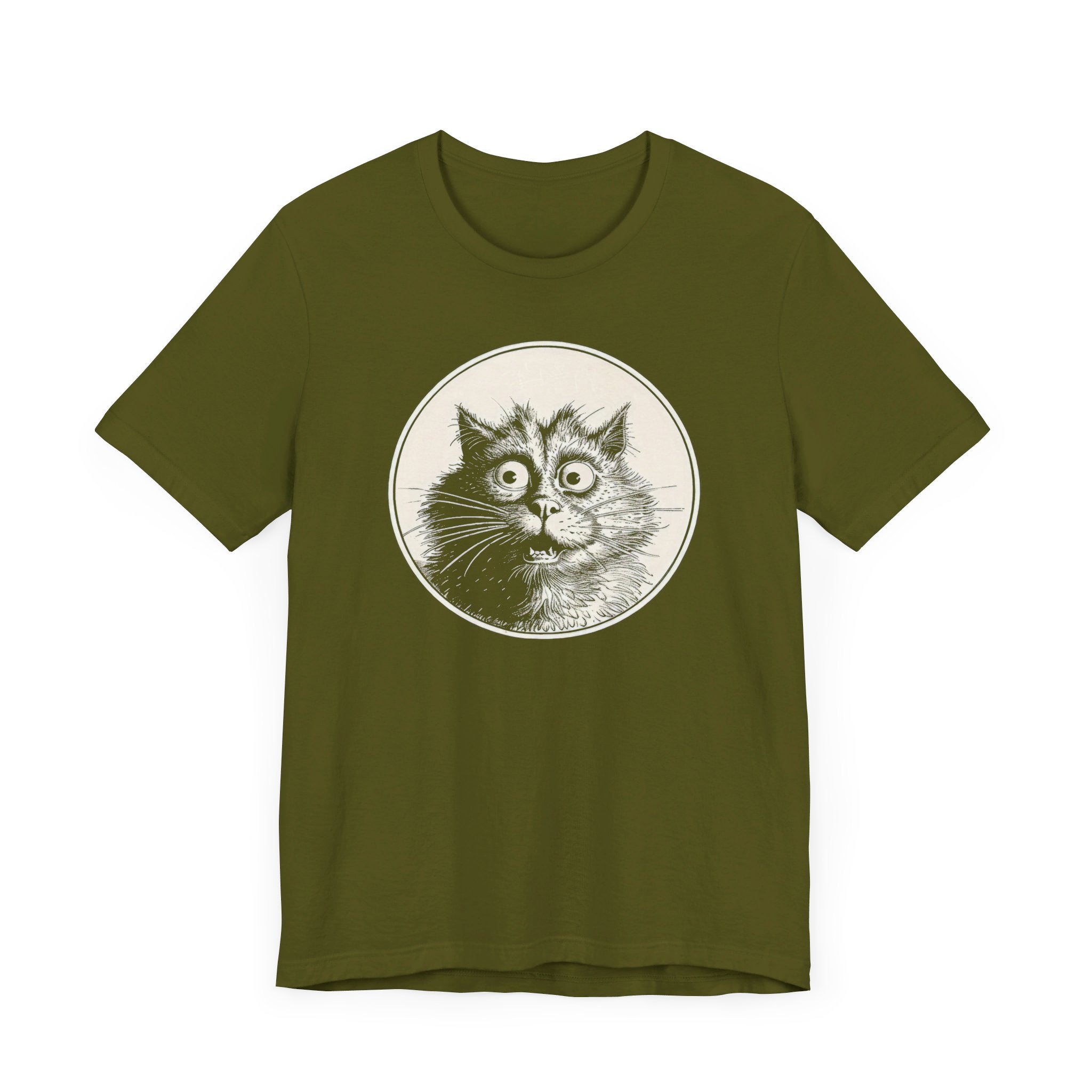 Surprised Cat Graphic Tee – Vintage Style Cat Lover Shirt