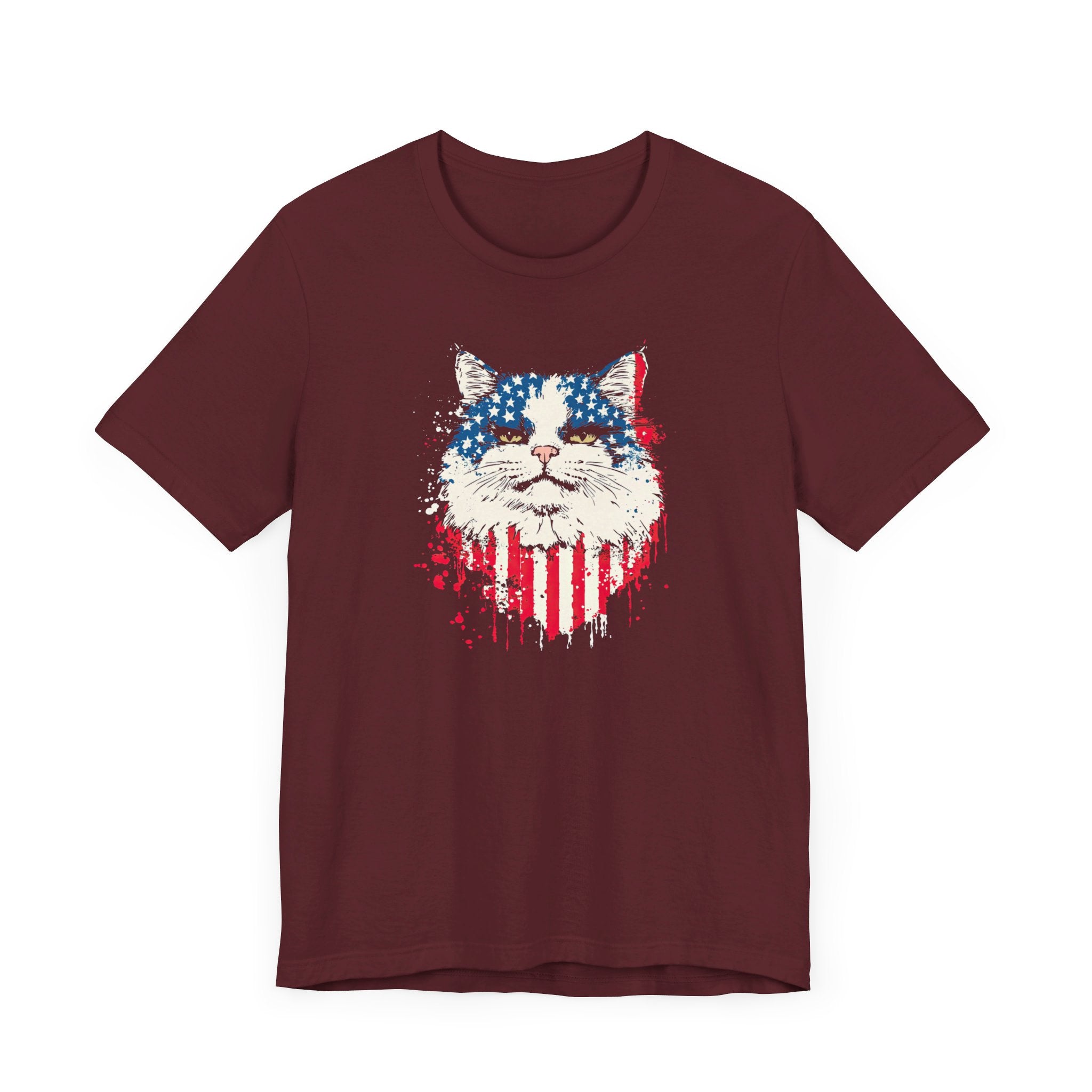 American Flag Cat Face T-Shirt – Patriotic Cat Lover Tee