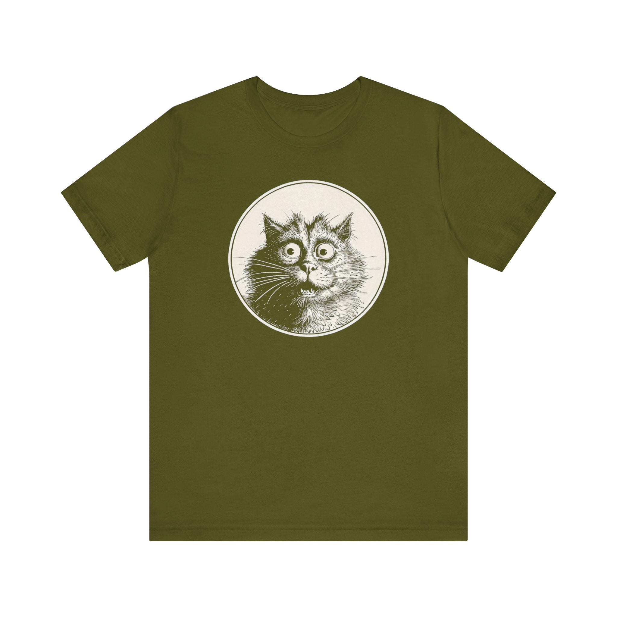 Surprised Cat Graphic Tee – Vintage Style Cat Lover Shirt