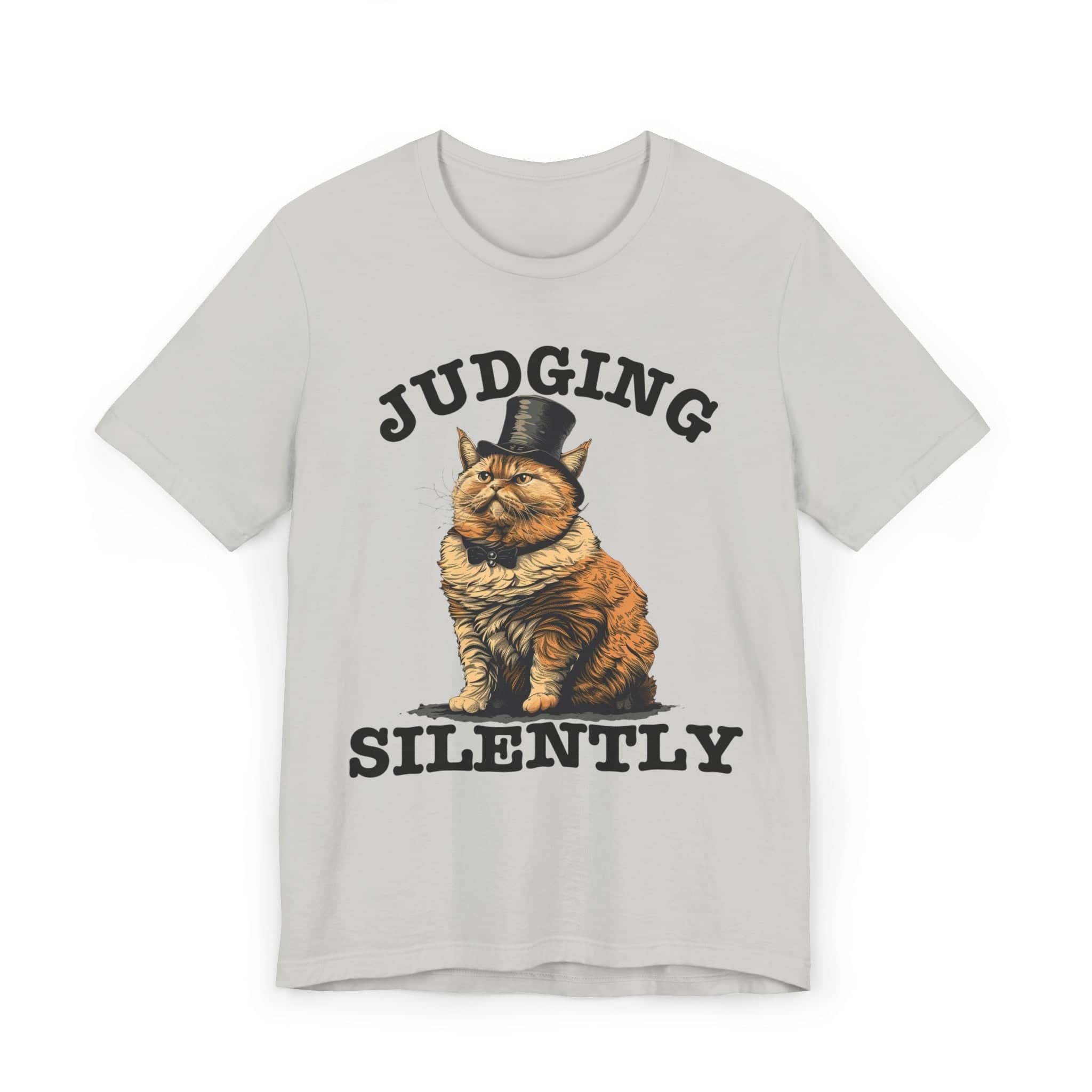 Judging Silently Cat T-Shirt, Whimsical Top Hat Cat Graphic Tee, Humorous Cat Lover Shirt, Unique Gift for Cat Enthusiasts