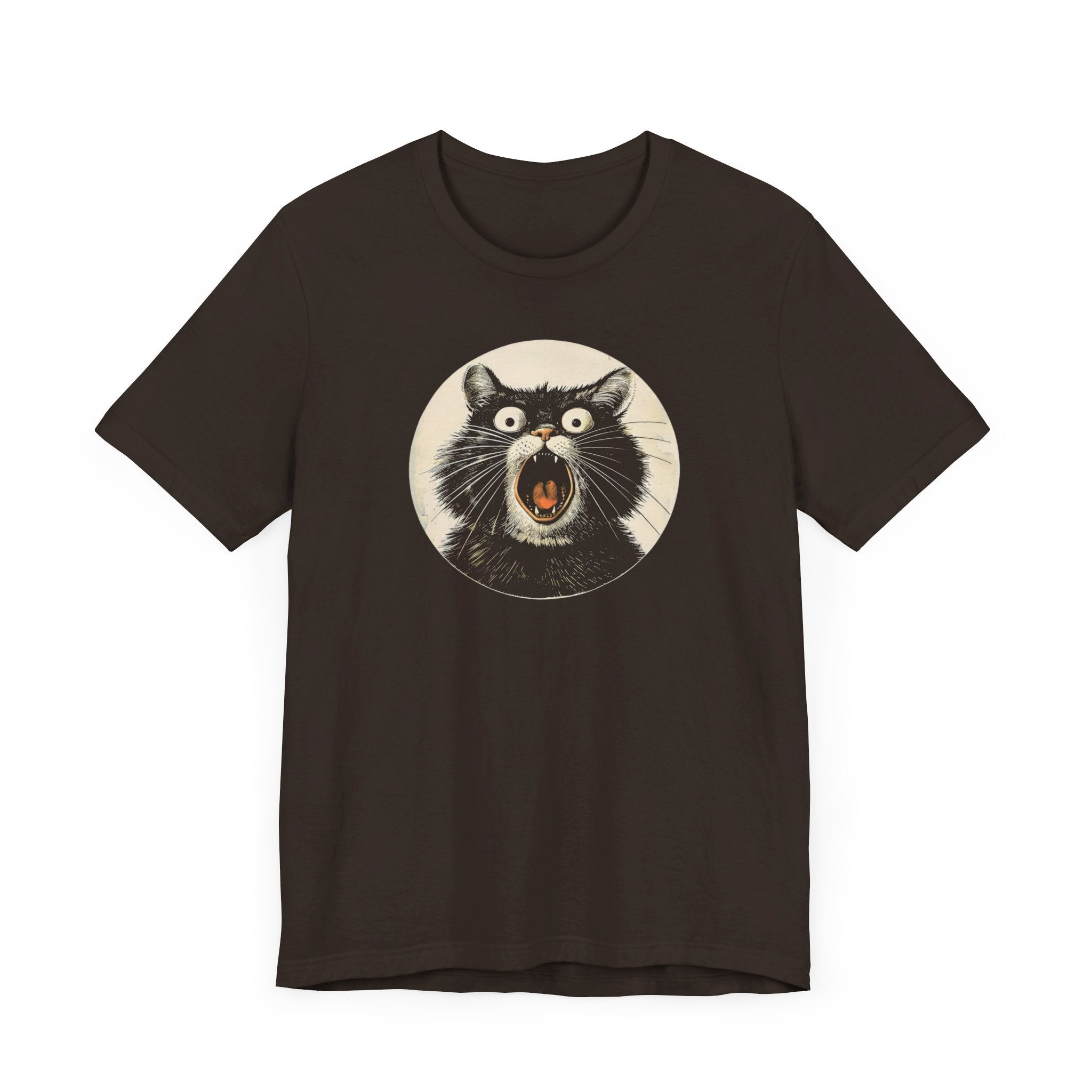 Screaming Black Cat Graphic Tee – Vintage Style Cat Lover Shirt