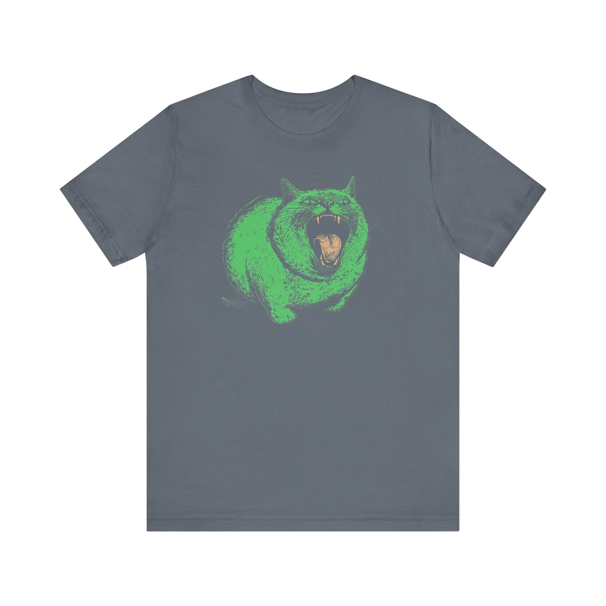 Green Monster Cat T-Shirt - Fierce Feline Halloween Graphic Tee