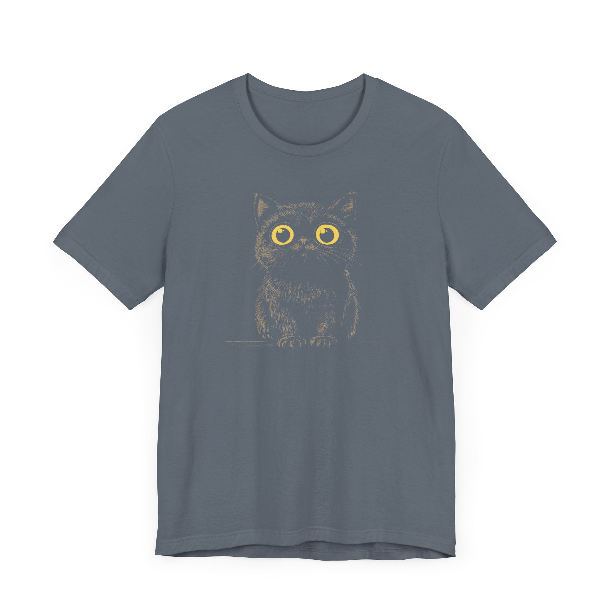 Cute Wide-Eyed Black Cat Graphic Tee