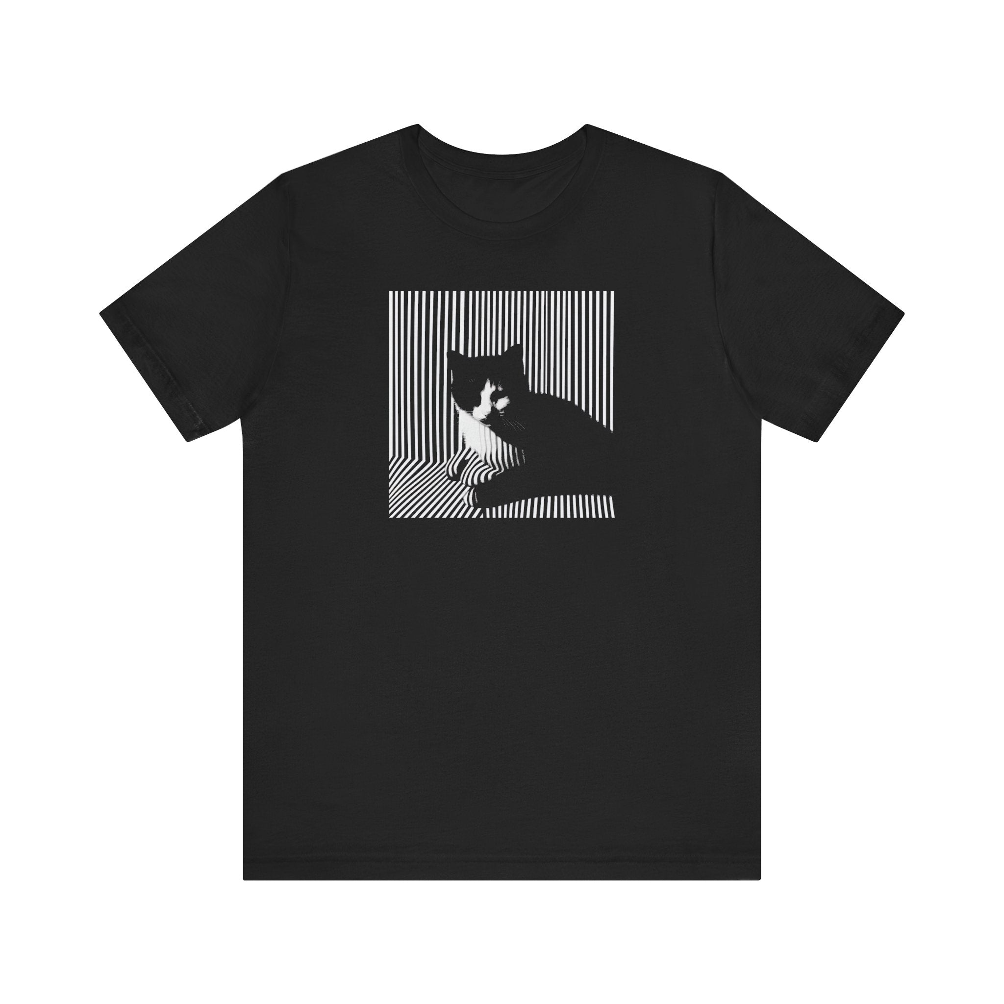 Abstract Black Cat Graphic Tee – Modern Minimalist Cat Lover Shirt