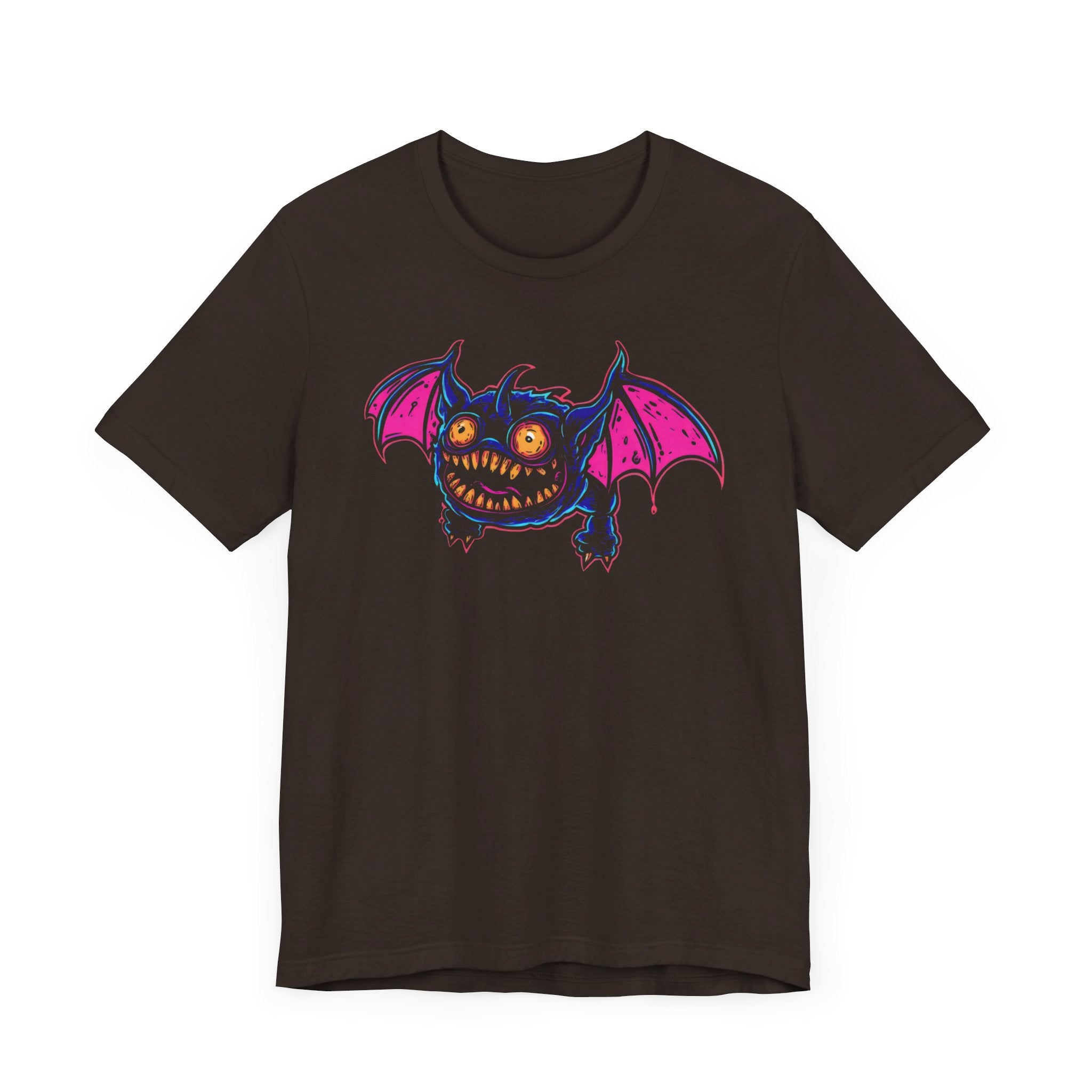 Neon Bat Creature T-Shirt Vibrant Fantasy Monster Graphic Tee