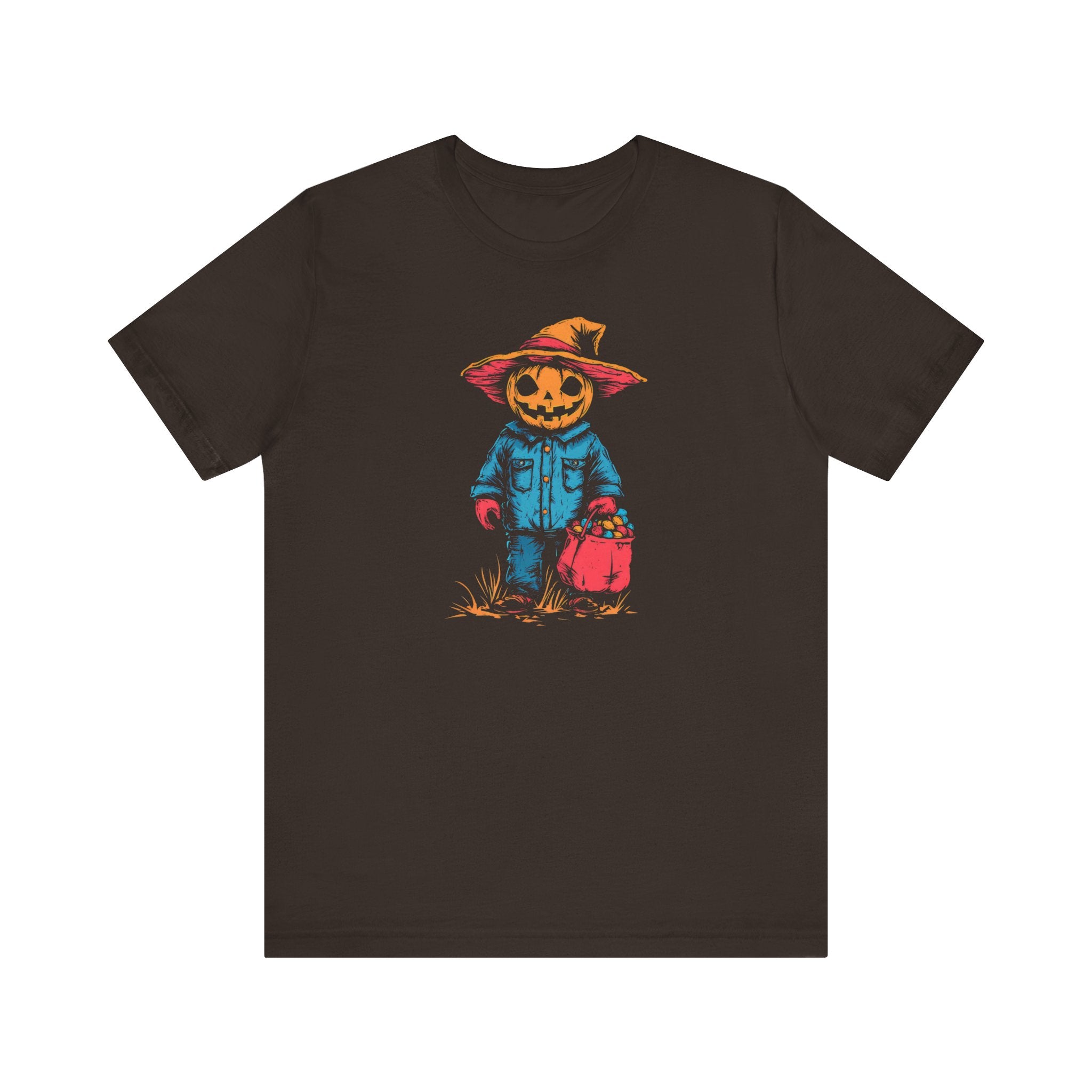 Pumpkin Scarecrow Halloween Graphic Tee – Spooky Trick-or-Treat Shirt