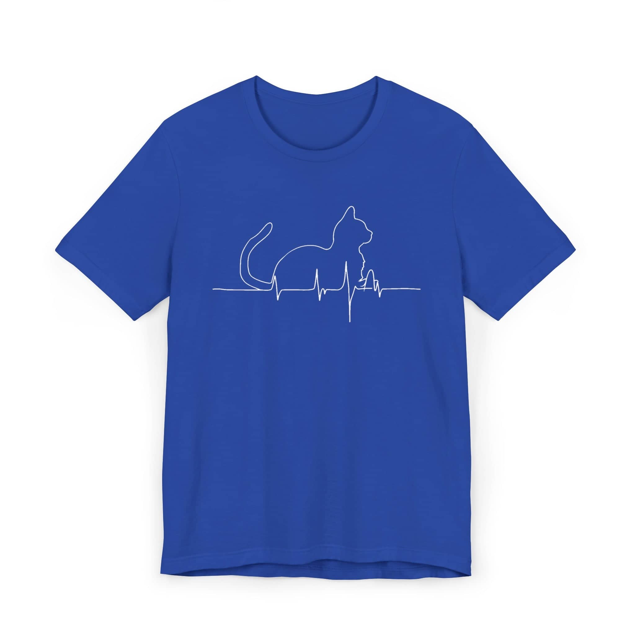 Cat Heartbeat Line Art Shirt Minimalist Cat Lover Gift