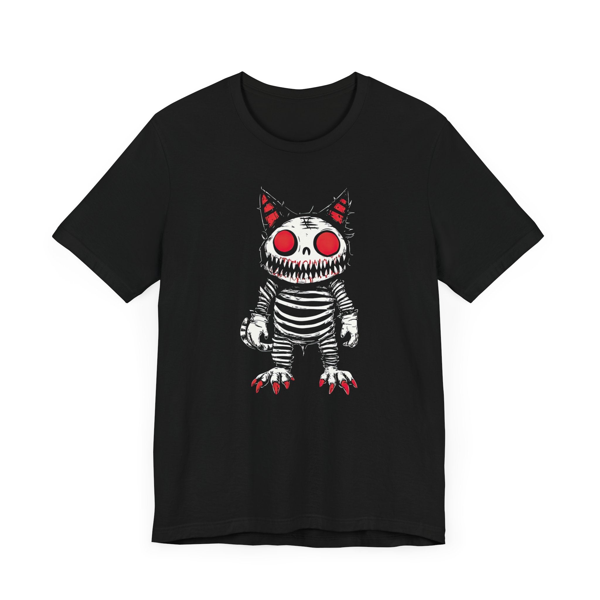 Creepy Striped Skeleton Cat Tee
