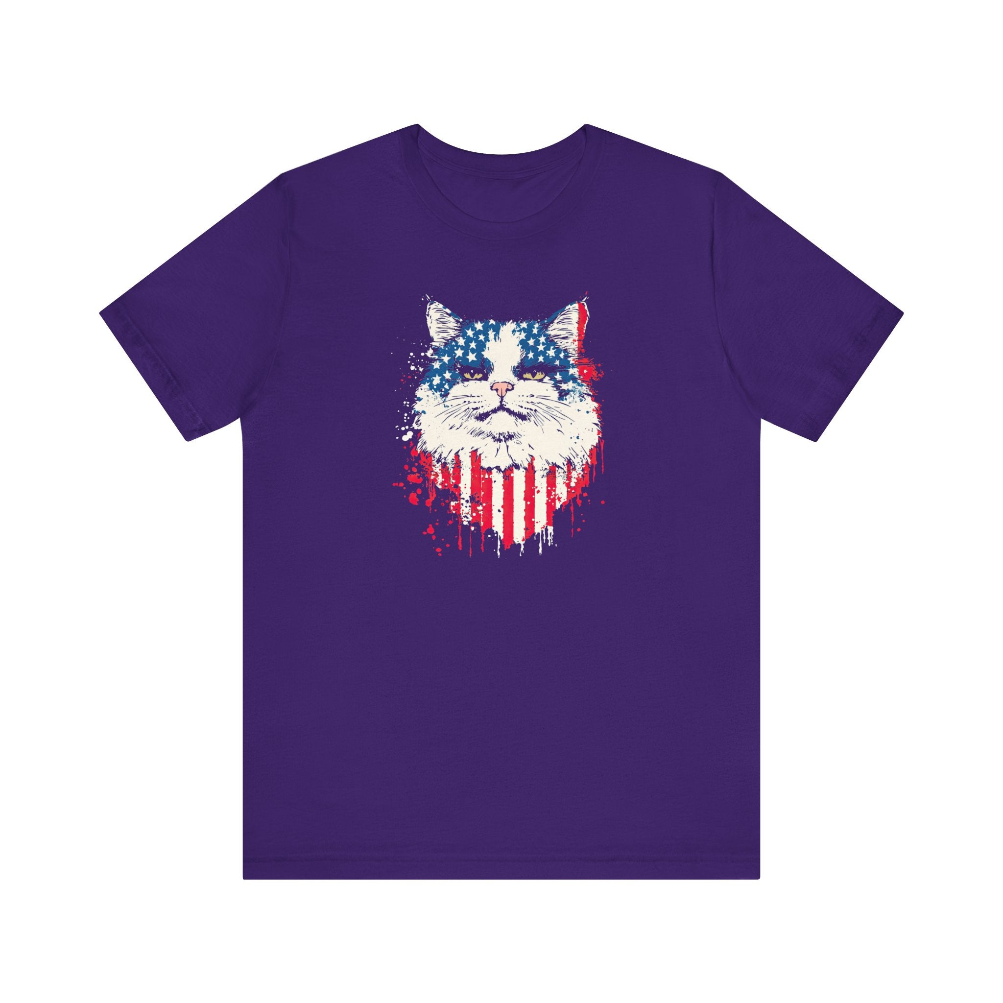 American Flag Cat Face T-Shirt – Patriotic Cat Lover Tee