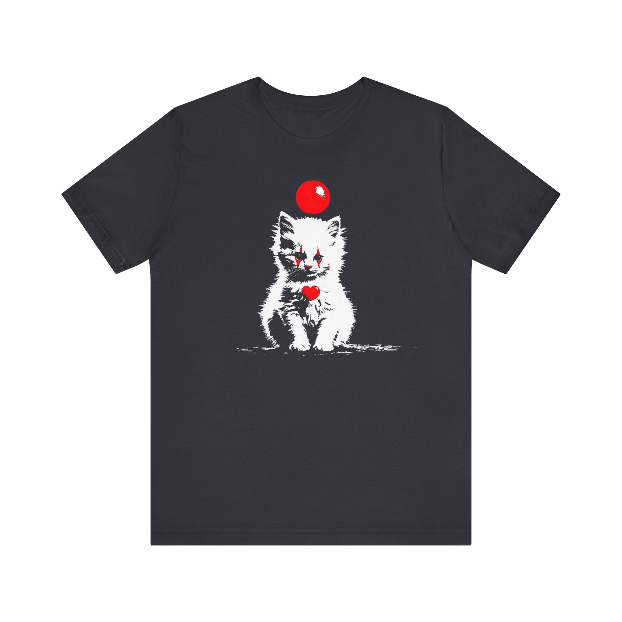 Creepy Clown Cat T-Shirt Playful and Spooky Design