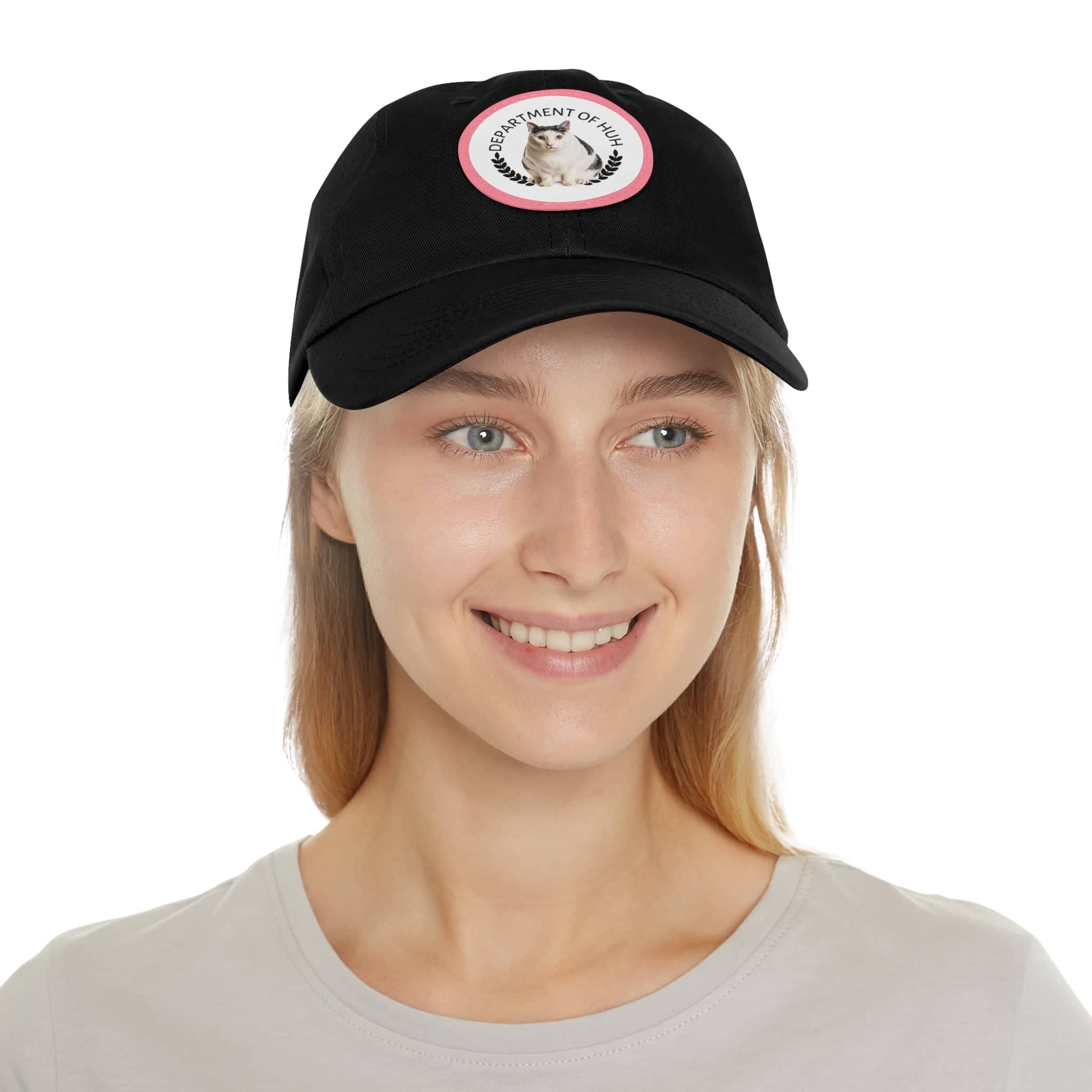 Department of HUH Cat Dad Hat with Leather Patch (Round)