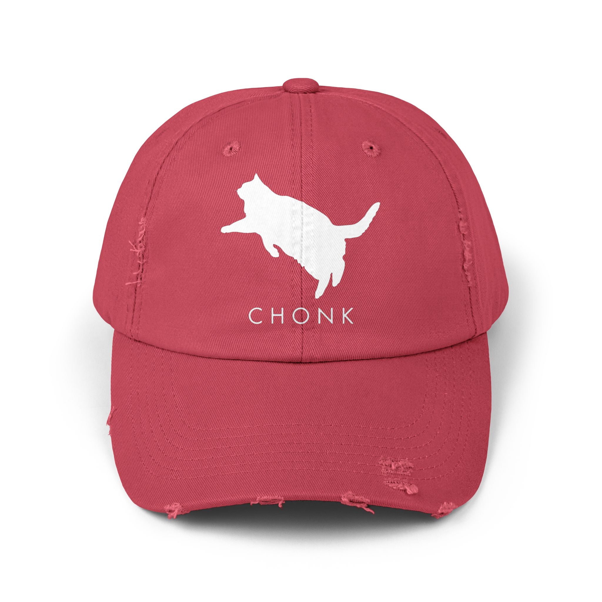 Distressed Cat Lover Cap (White Logo), Funny Pet Hat for Cat Owners, Adjustable Cap for Summer, Gift for Cat Lovers, Cute Chonk Cap