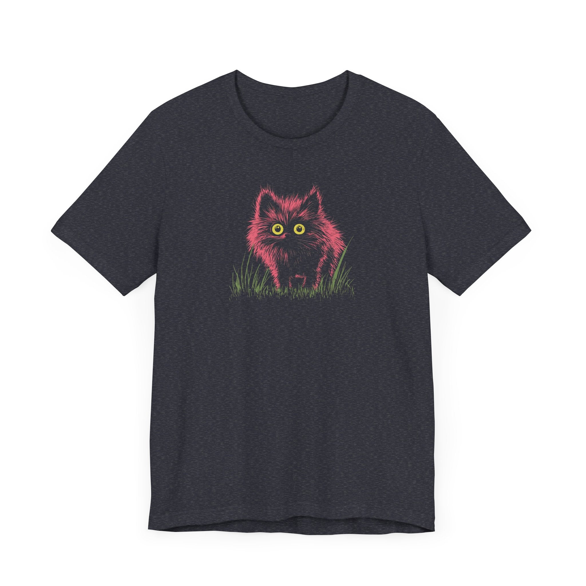 Neon Pink Fluffy Cat Graphic Tee