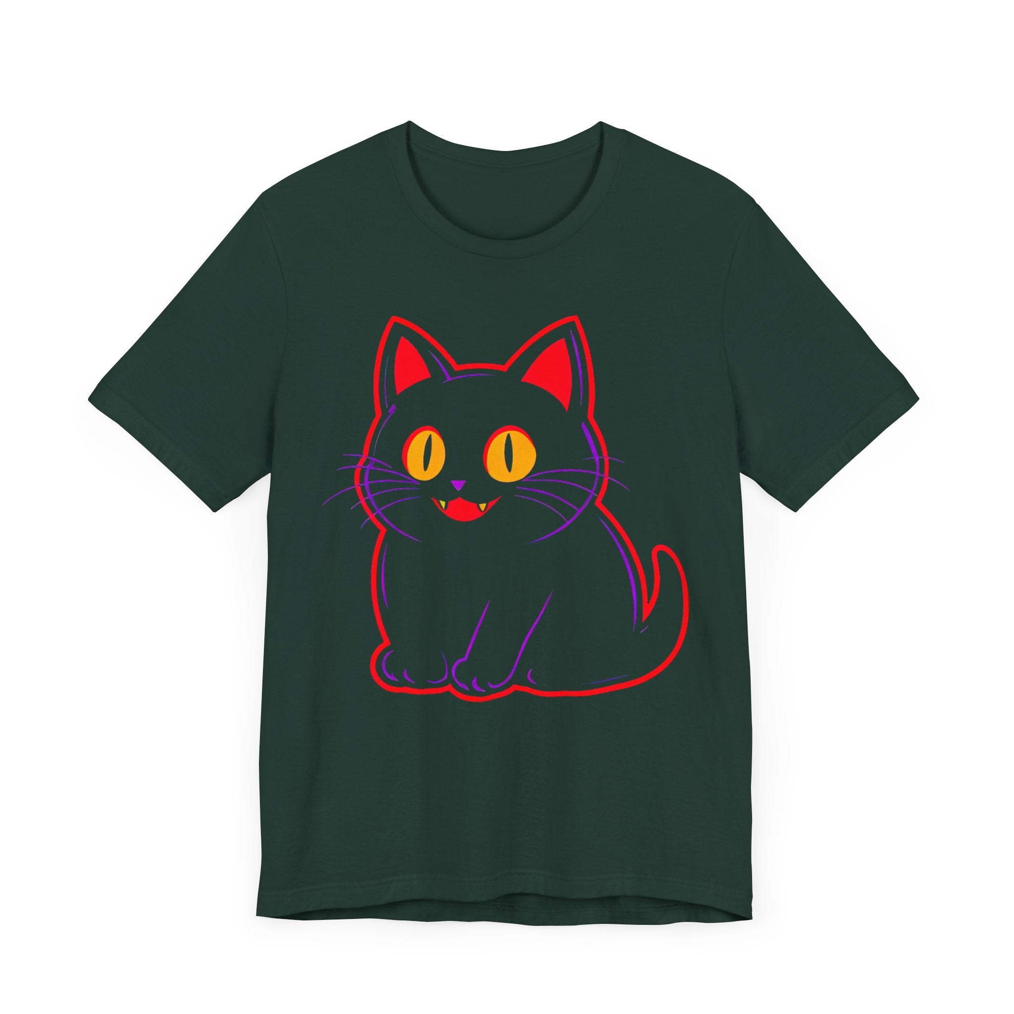 Neon Black Cat Graphic Tee