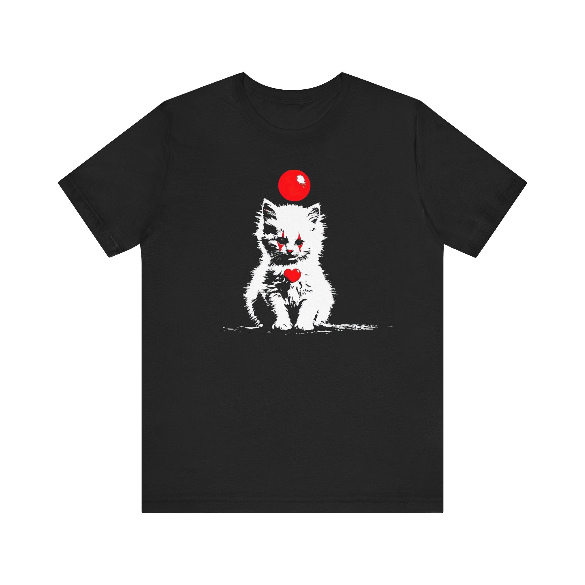 Creepy Clown Cat T-Shirt Playful and Spooky Design