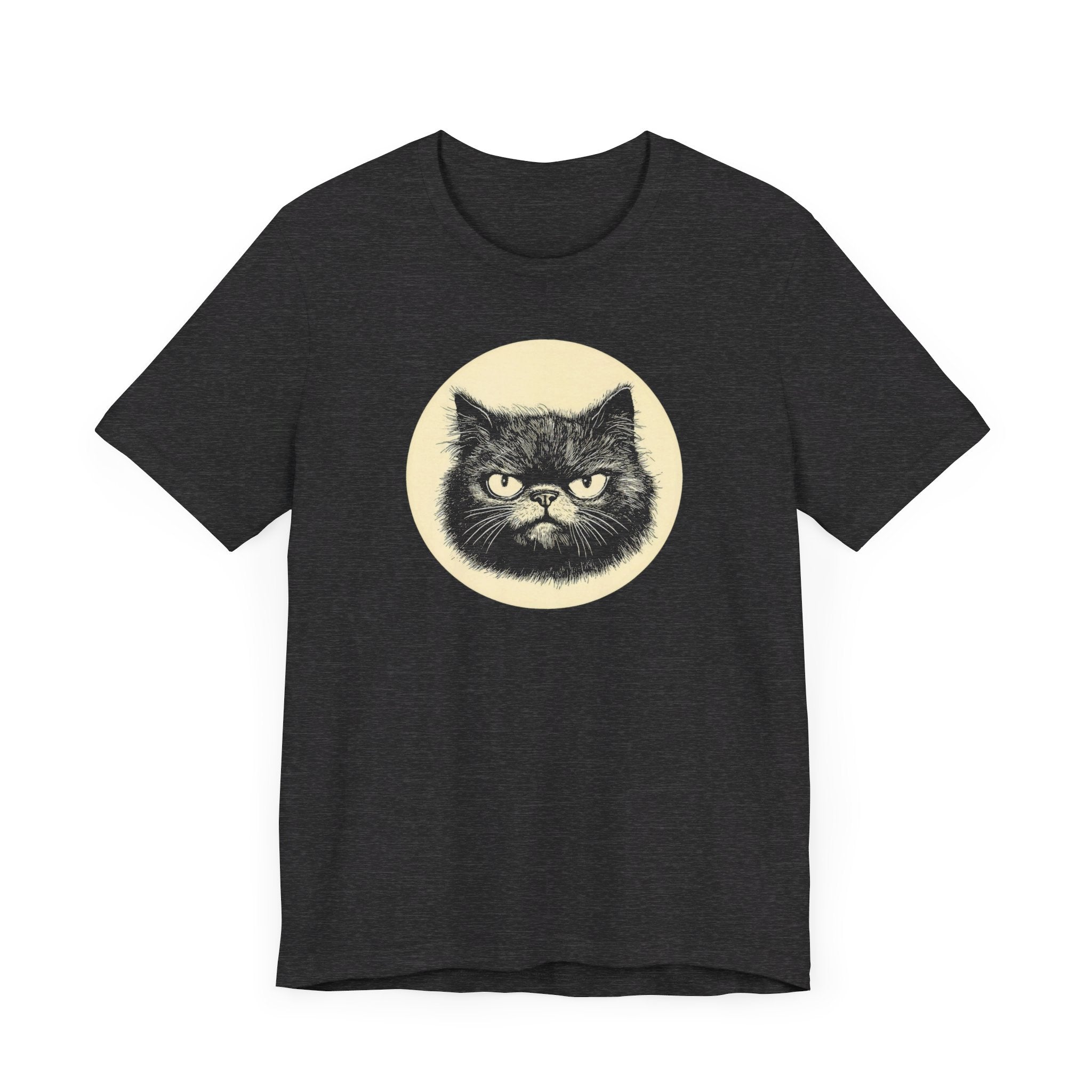 Grumpy Black Cat Graphic Tee – Vintage Style Cat Lover Shirt