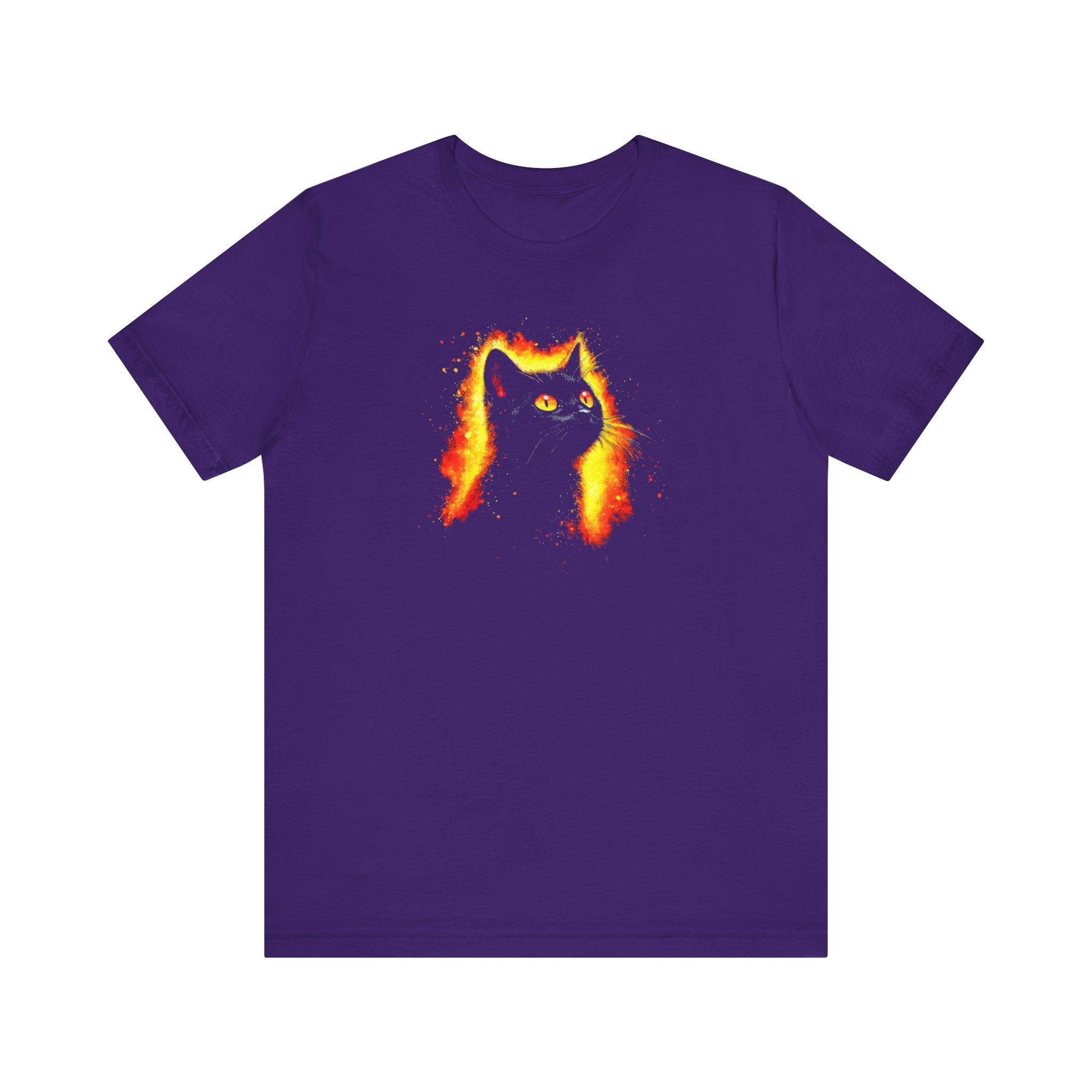 Fiery Black Cat Graphic Tee – Bold and Vibrant Cat Lover Shirt