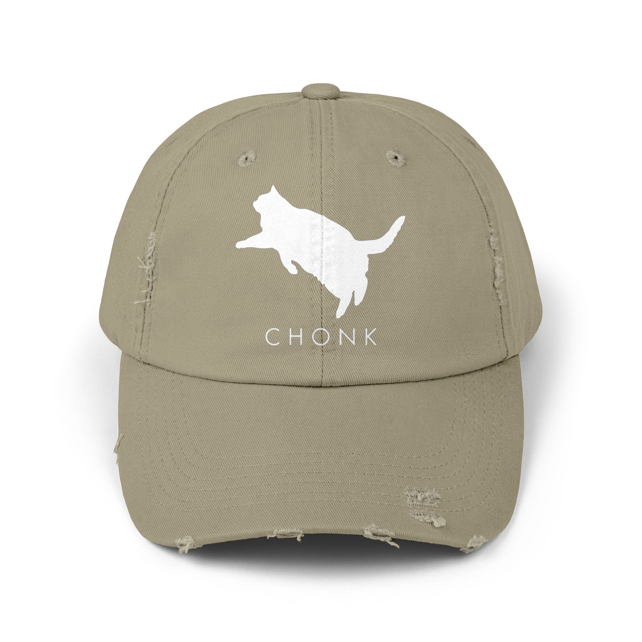 Distressed Cat Lover Cap (White Logo), Funny Pet Hat for Cat Owners, Adjustable Cap for Summer, Gift for Cat Lovers, Cute Chonk Cap