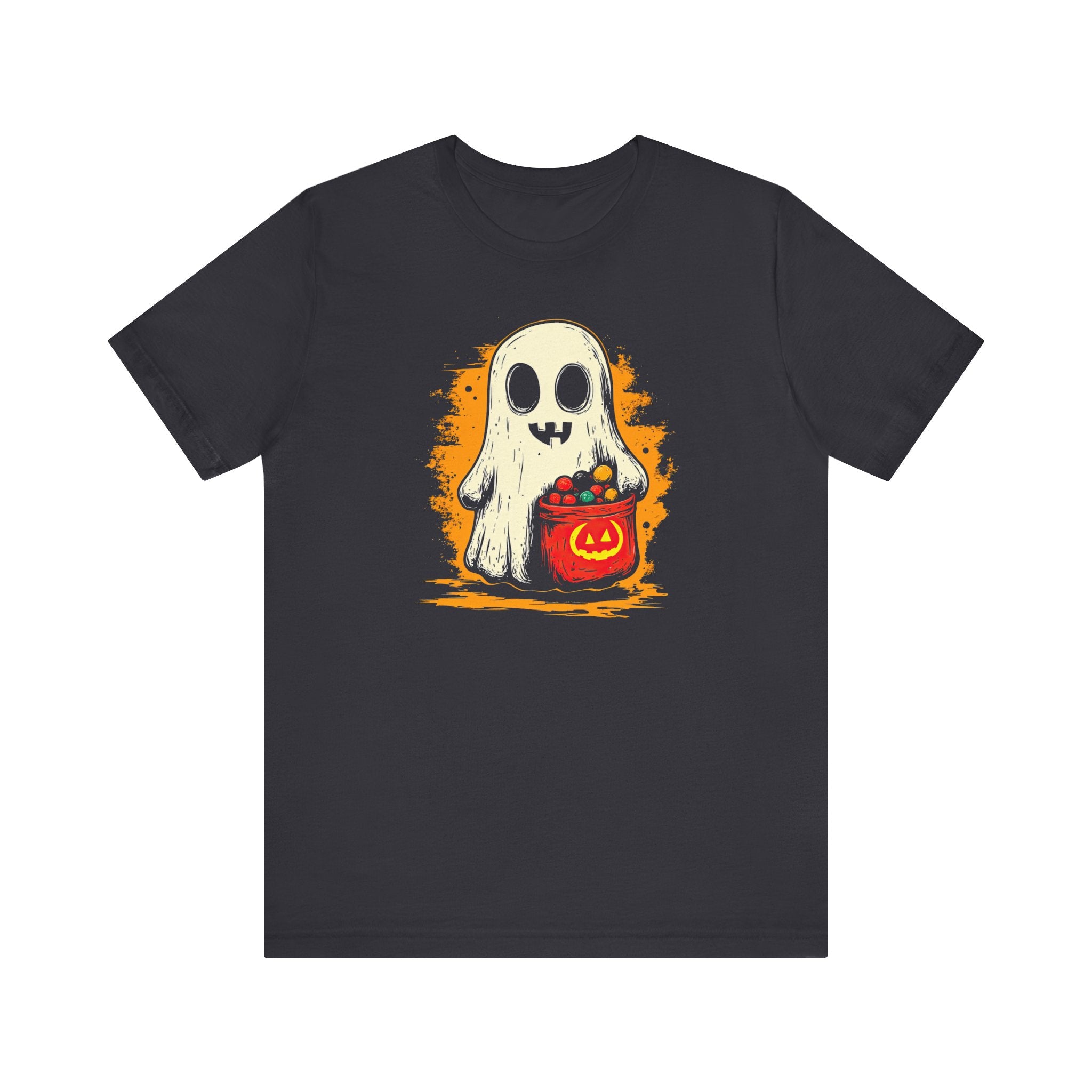 Cute Ghost Halloween Graphic Tee – Spooky Pumpkin Candy Design Shirt