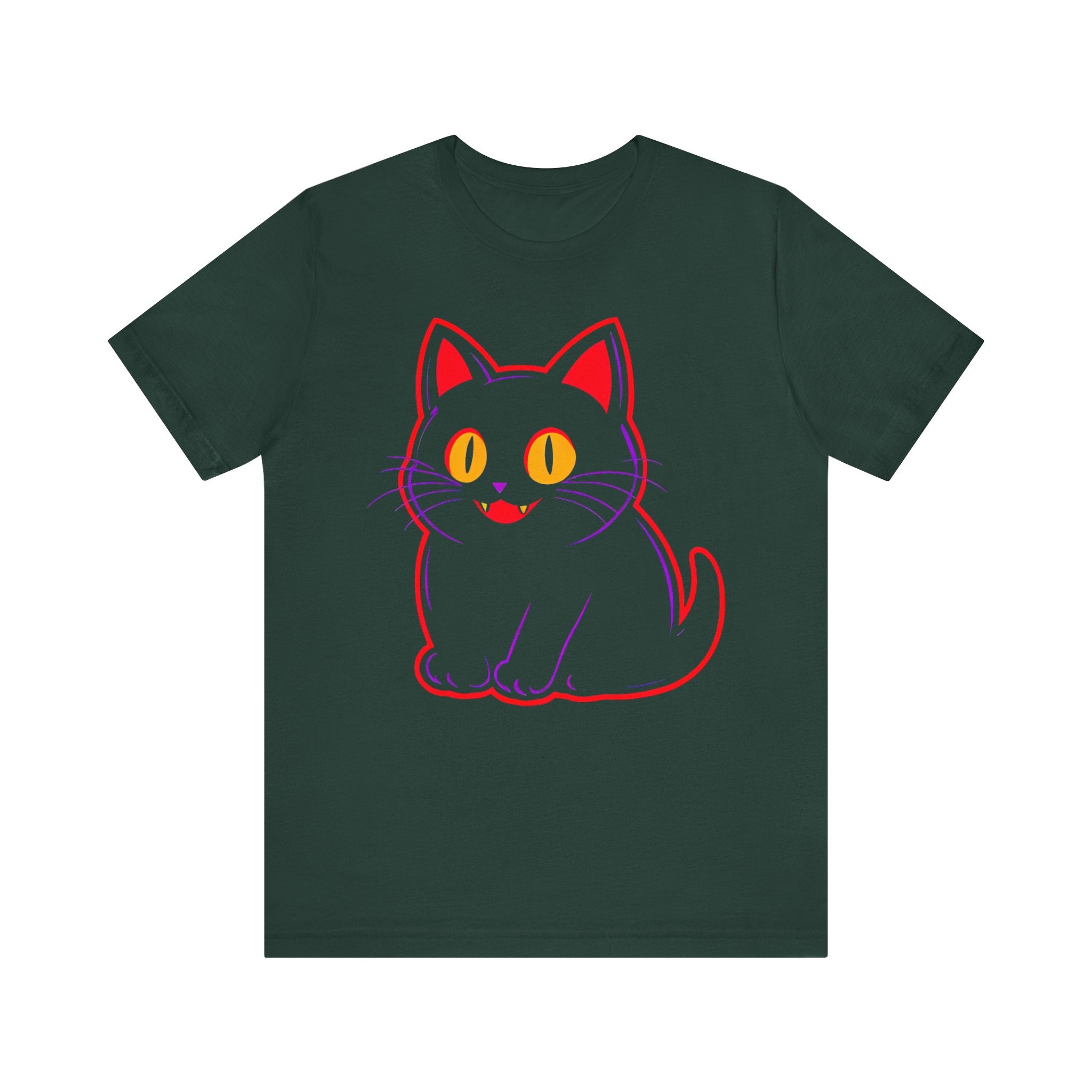Neon Black Cat Graphic Tee
