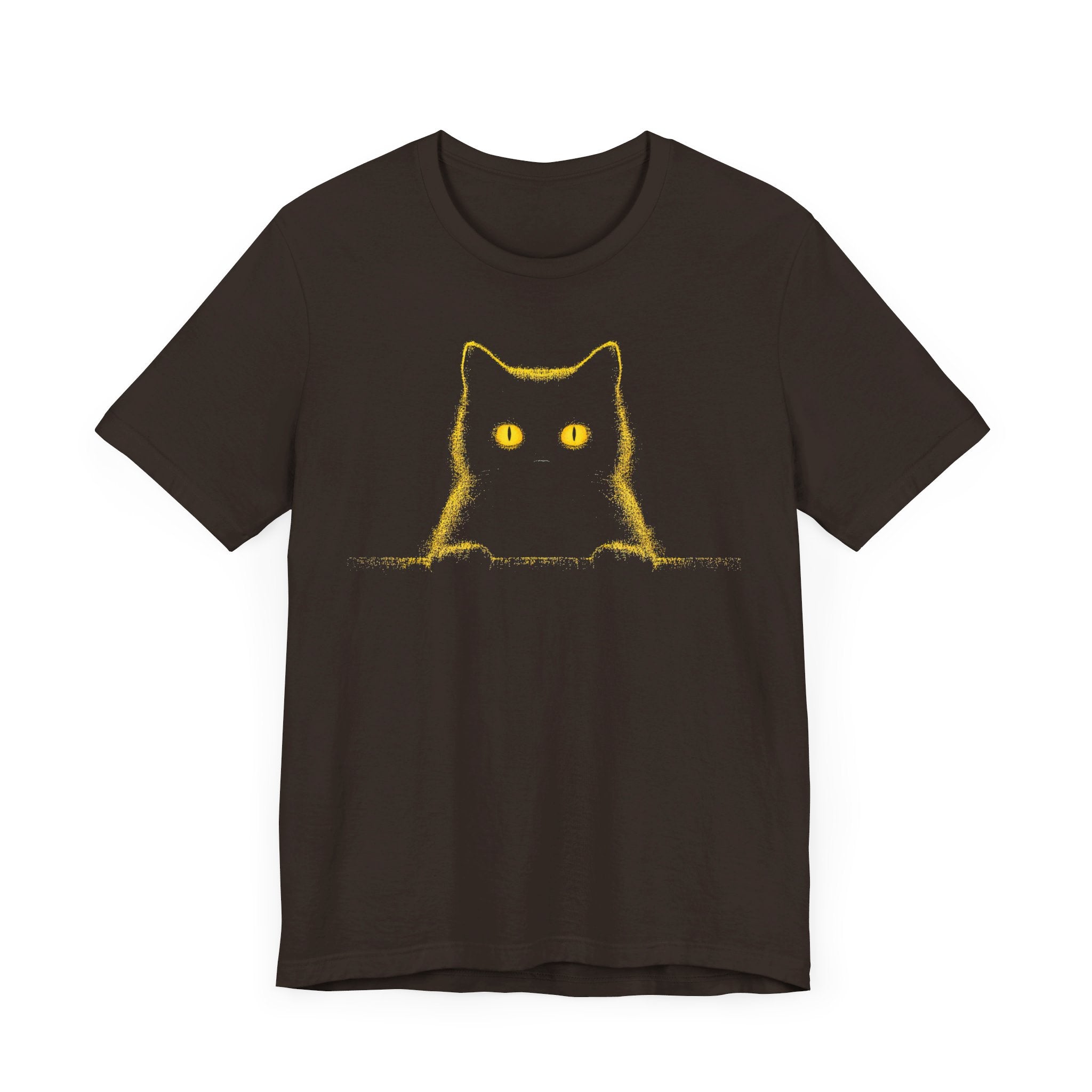 Glowing Eyes Black Cat Graphic Tee – Mysterious Feline Lover Shirt
