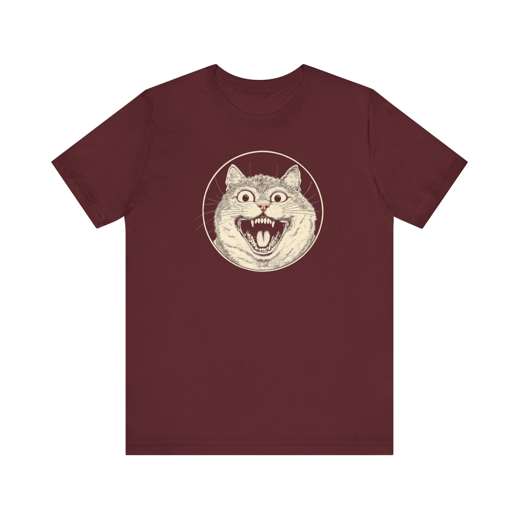 Roaring Cat Graphic Tee – Vintage Style Cat Lover Shirt