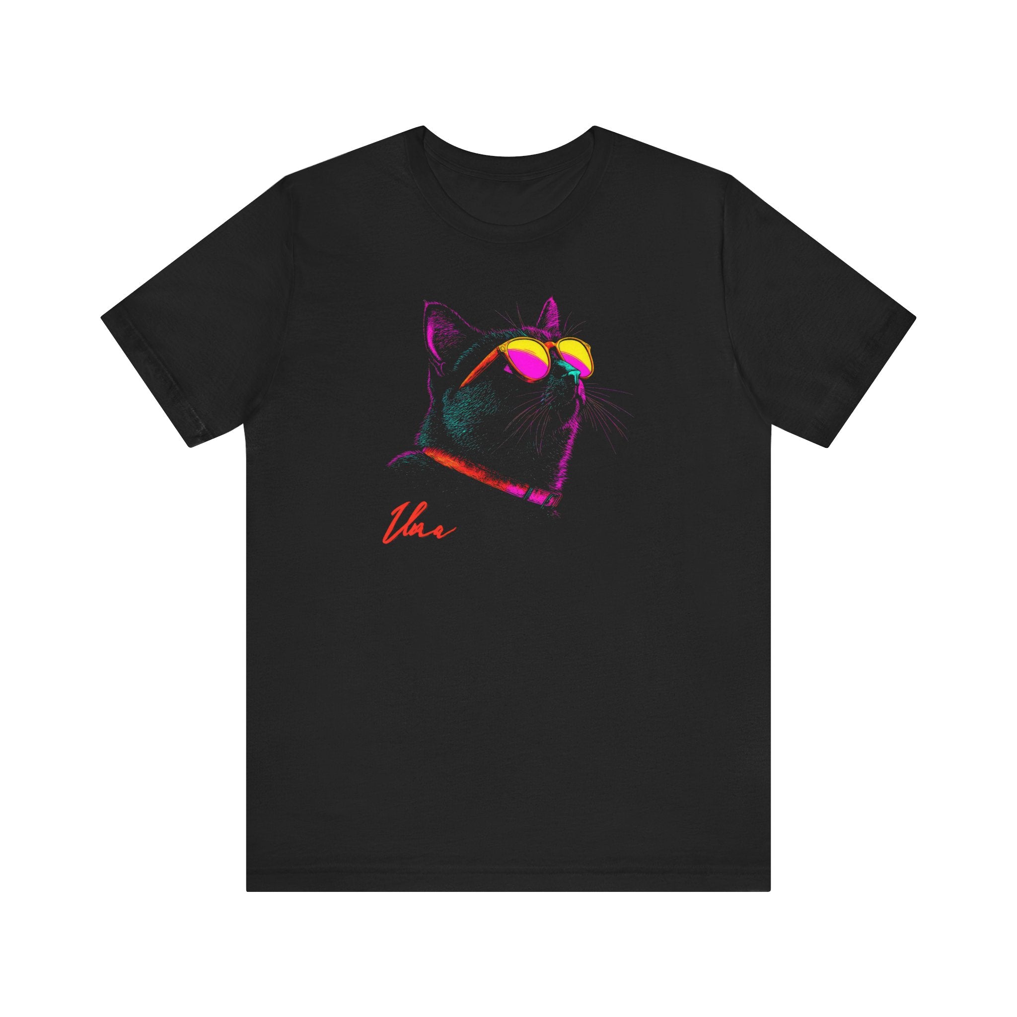 Neon Cool Cat Graphic Tee – Retro Vibes Cat Lover Shirt