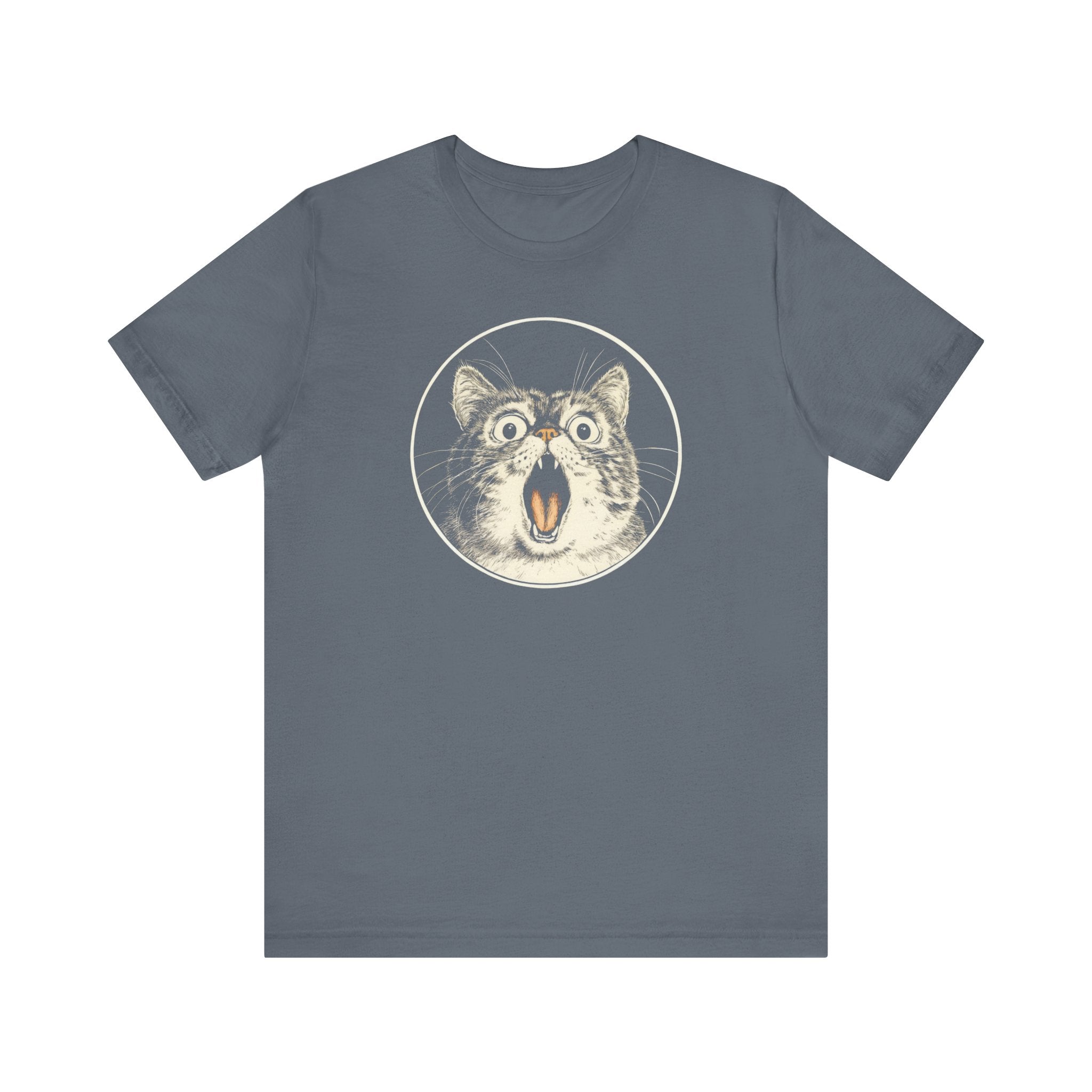 Surprised Cat Graphic Tee – Vintage Style Cat Lover Shirt