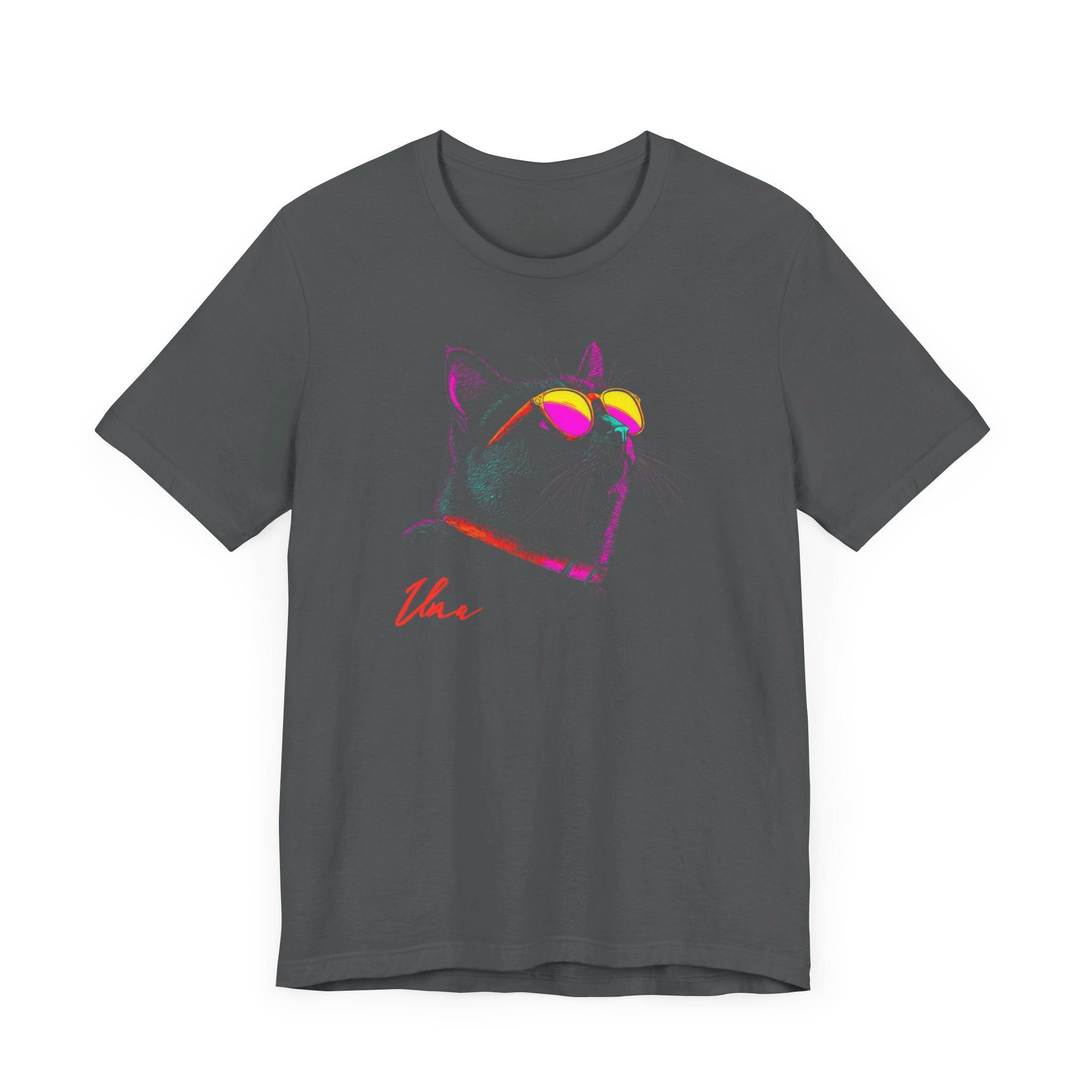 Neon Cool Cat Graphic Tee – Retro Vibes Cat Lover Shirt