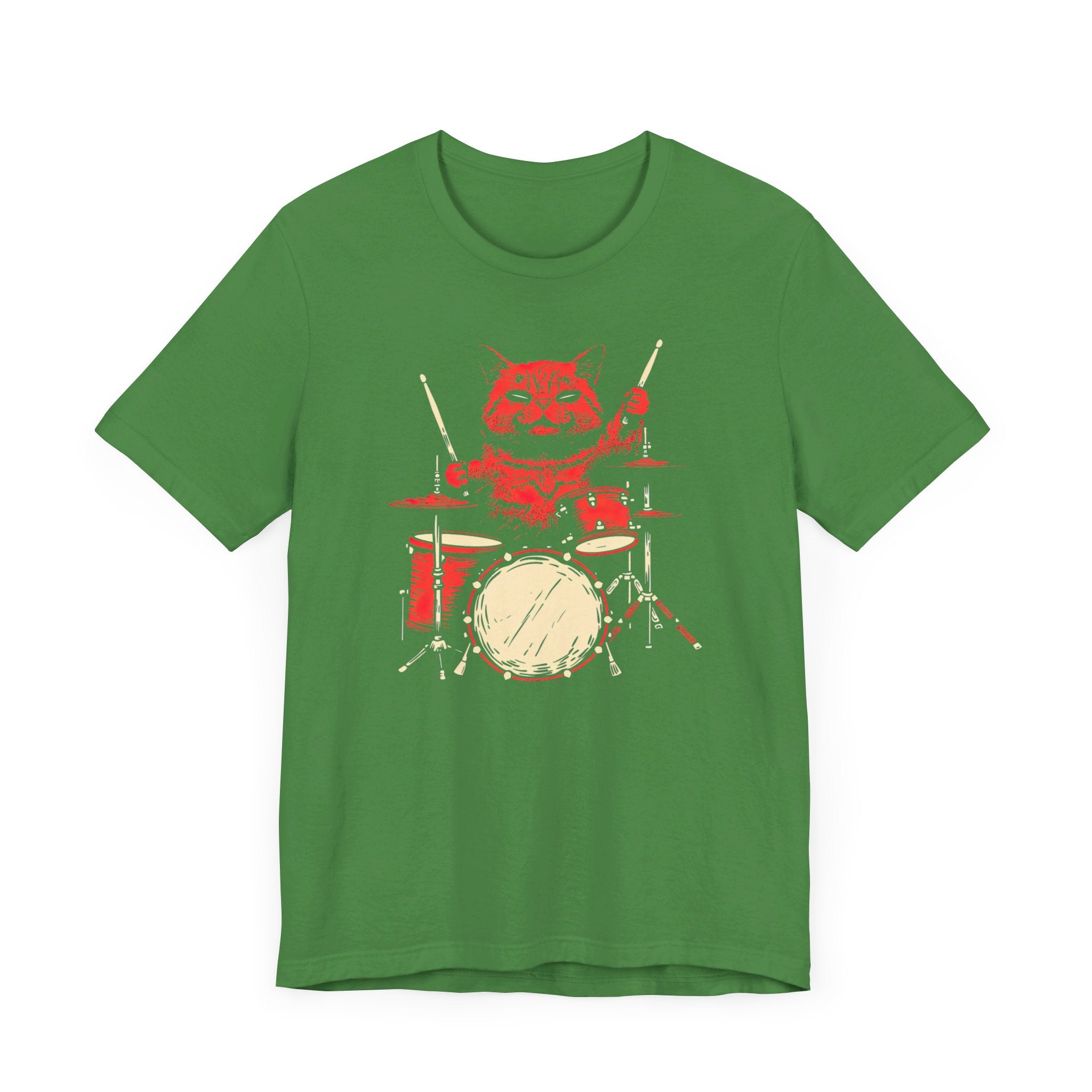 Drumming Cat T-Shirt - Feline Drummer Cool Music Design