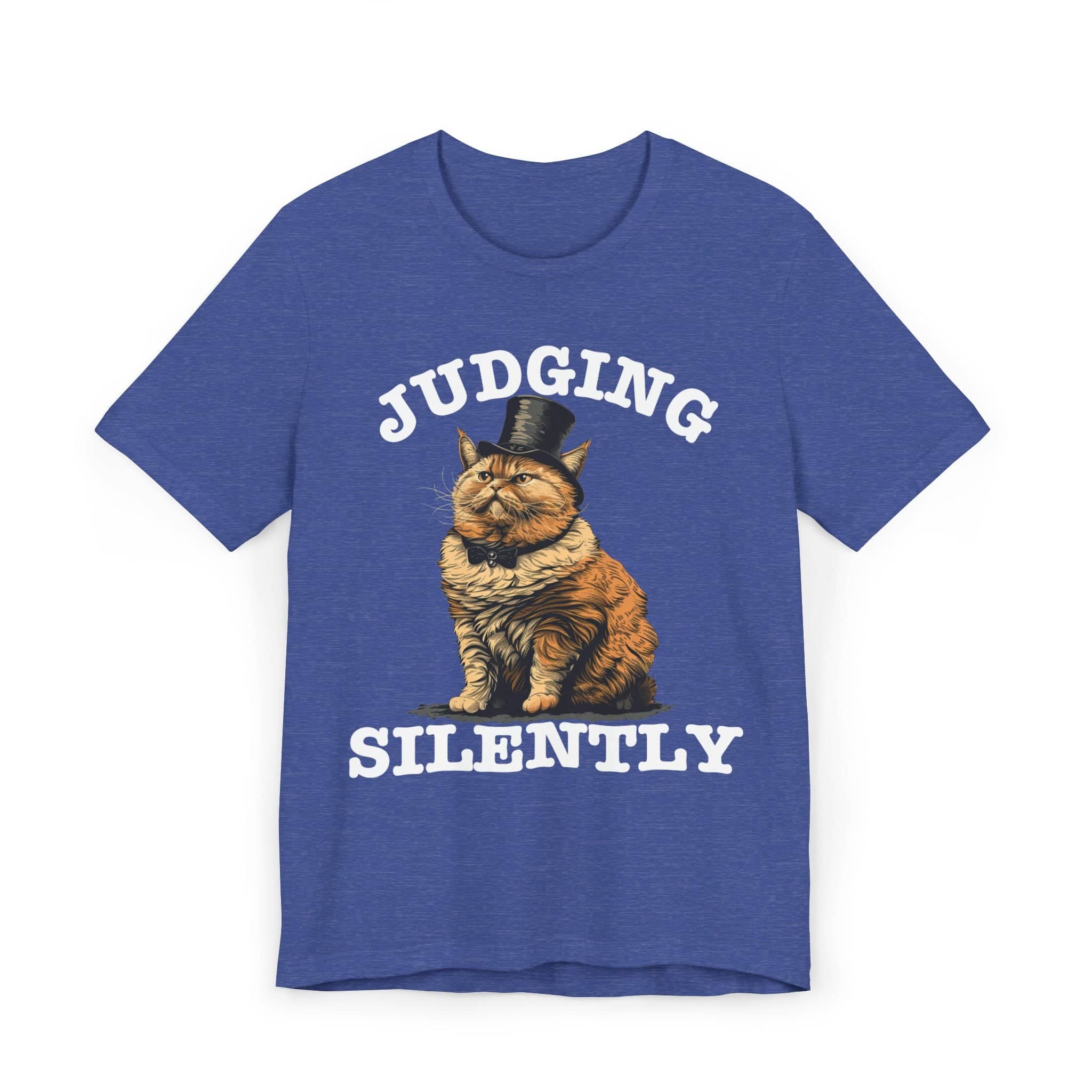 Judging Silently Cat T-Shirt, Whimsical Top Hat Cat Graphic Tee, Humorous Cat Lover Shirt, Unique Gift for Cat Enthusiasts