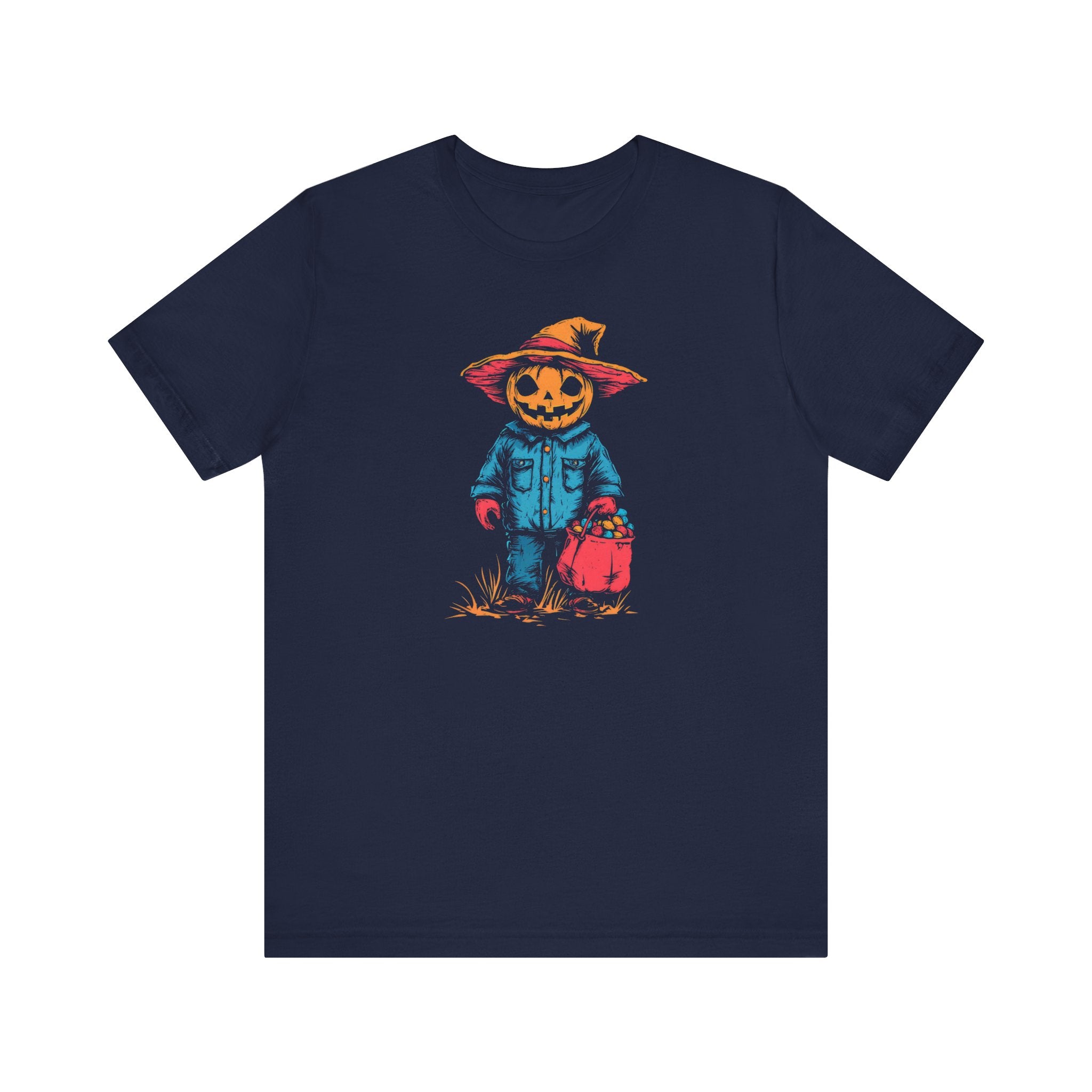 Pumpkin Scarecrow Halloween Graphic Tee – Spooky Trick-or-Treat Shirt