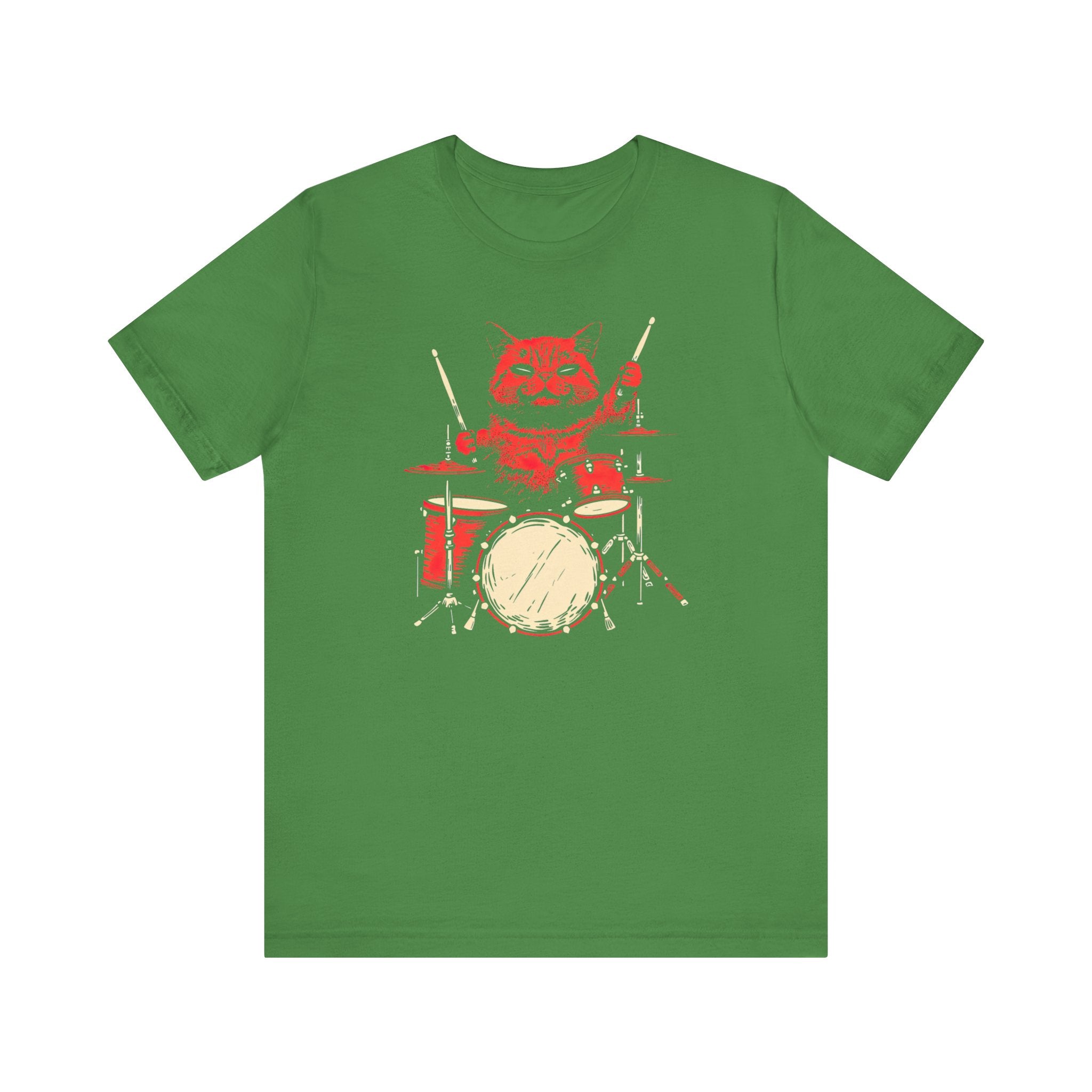 Drumming Cat T-Shirt - Feline Drummer Cool Music Design