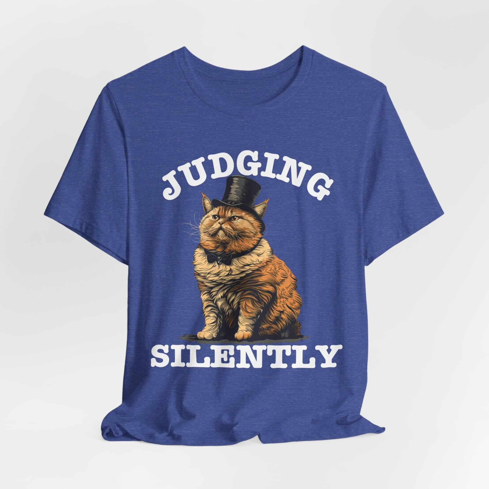 Judging Silently Cat T-Shirt, Whimsical Top Hat Cat Graphic Tee, Humorous Cat Lover Shirt, Unique Gift for Cat Enthusiasts