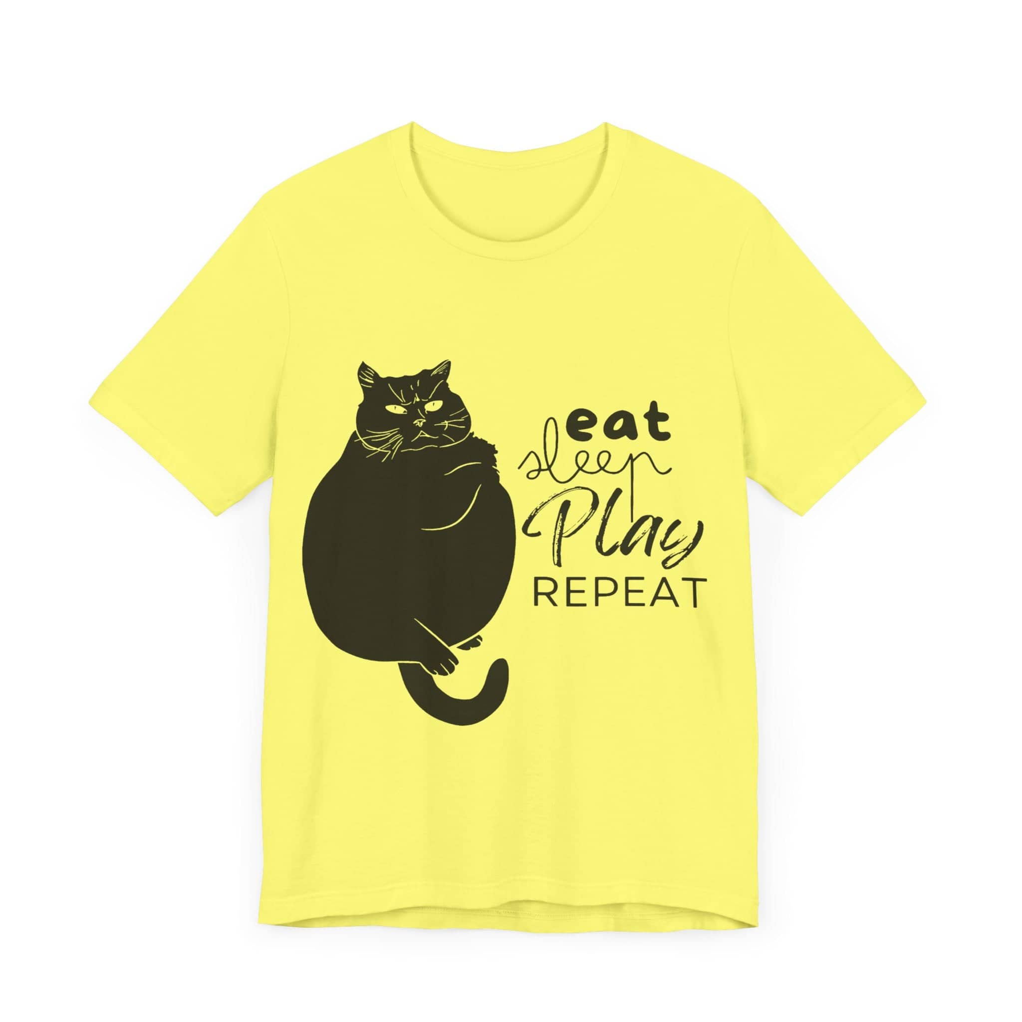 Cat's Daily Mantra - 'Eat Sleep Play Repeat' Casual T-Shirt Unisex Jersey Short Sleeve Tee