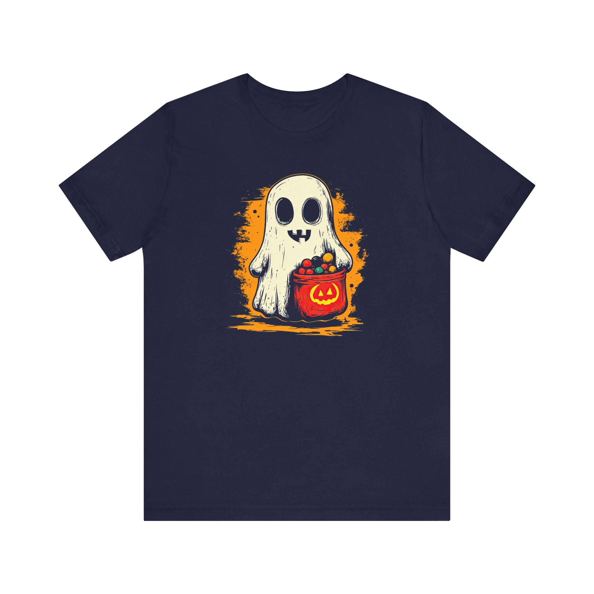 Cute Ghost Halloween Graphic Tee – Spooky Pumpkin Candy Design Shirt