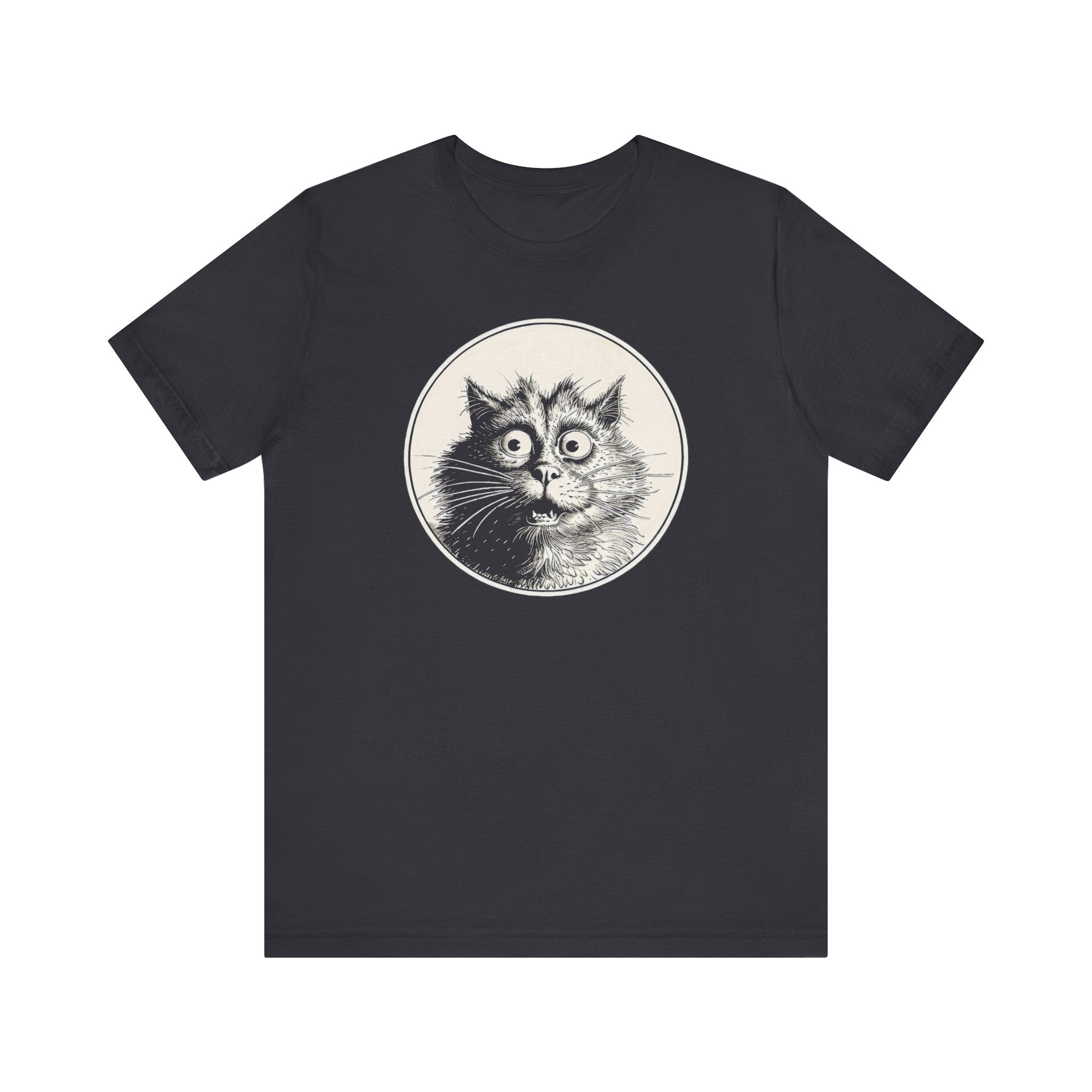 Surprised Cat Graphic Tee – Vintage Style Cat Lover Shirt
