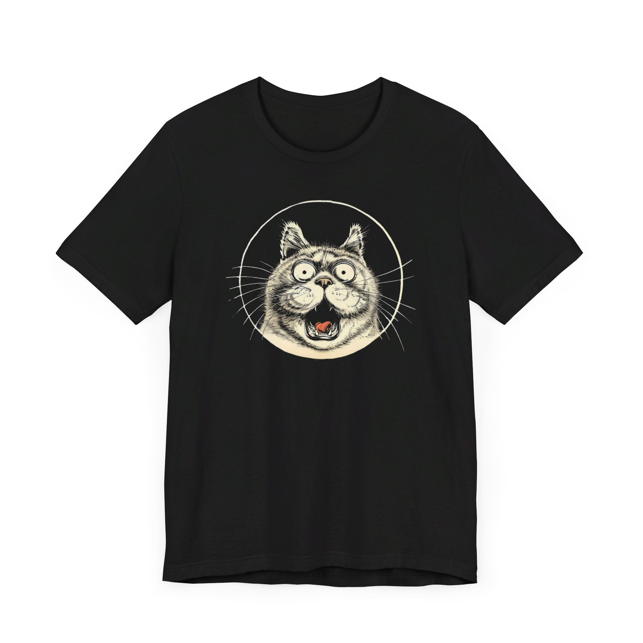 Excited Cat Graphic Tee – Vintage Style Cat Lover Shirt