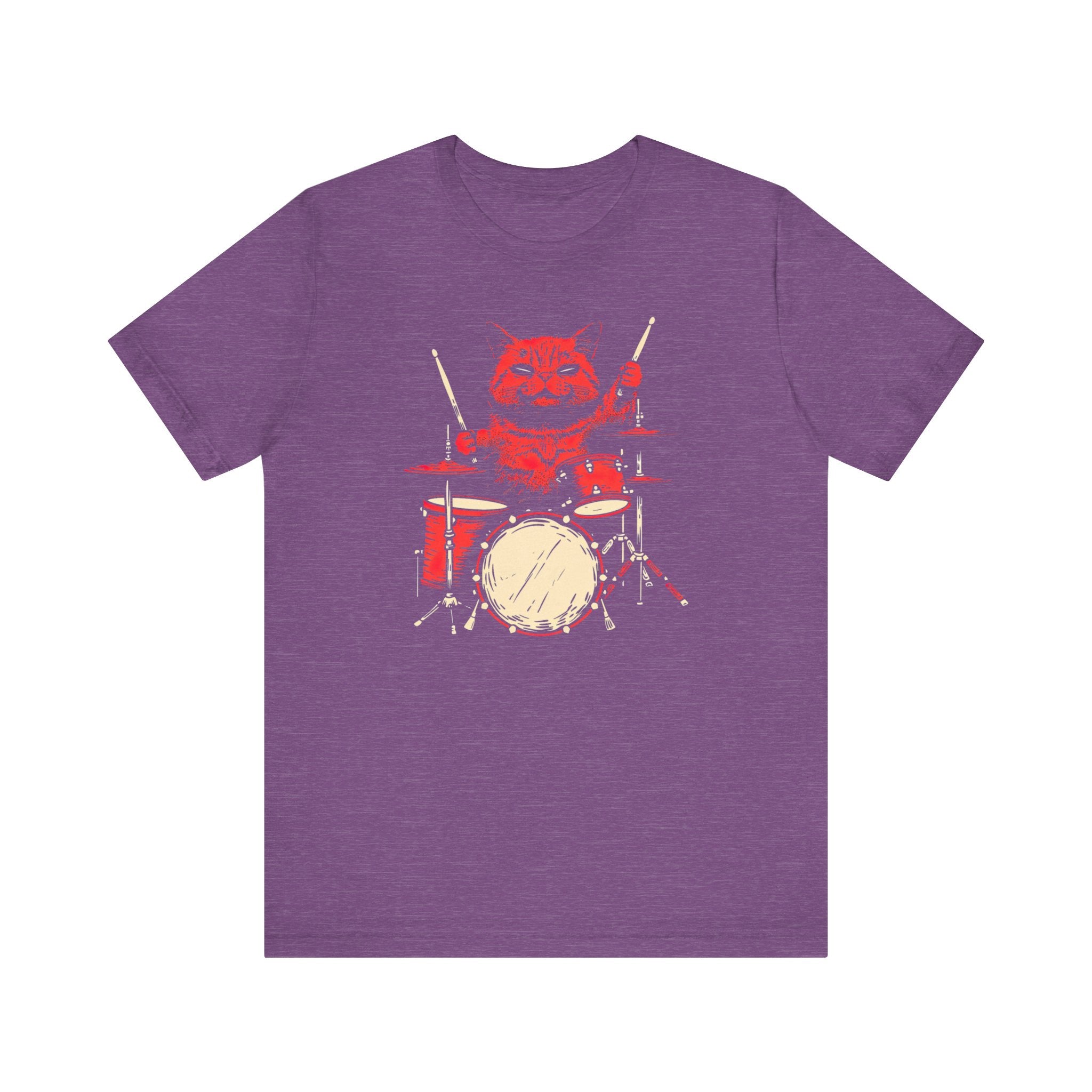 Drumming Cat T-Shirt - Feline Drummer Cool Music Design