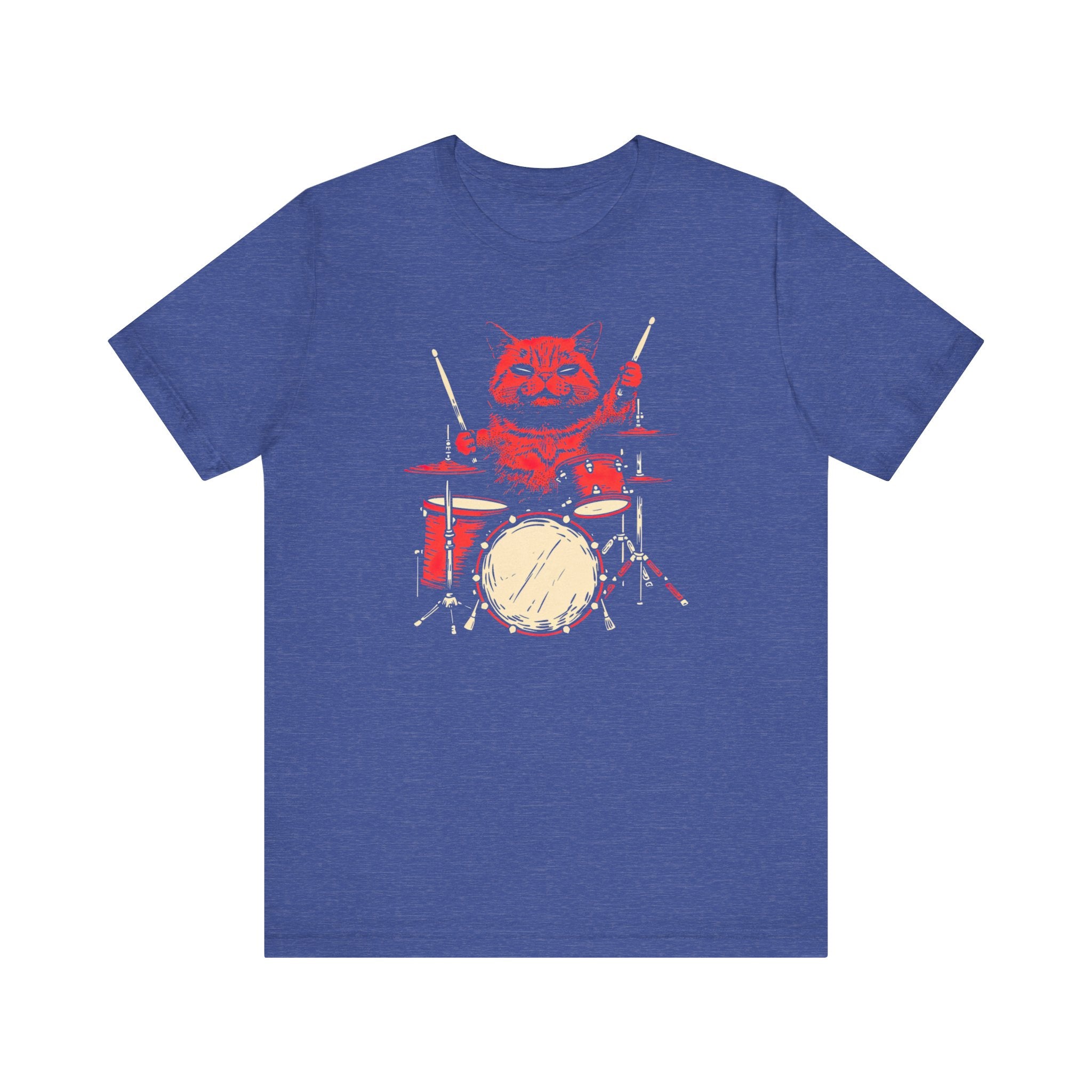 Drumming Cat T-Shirt - Feline Drummer Cool Music Design