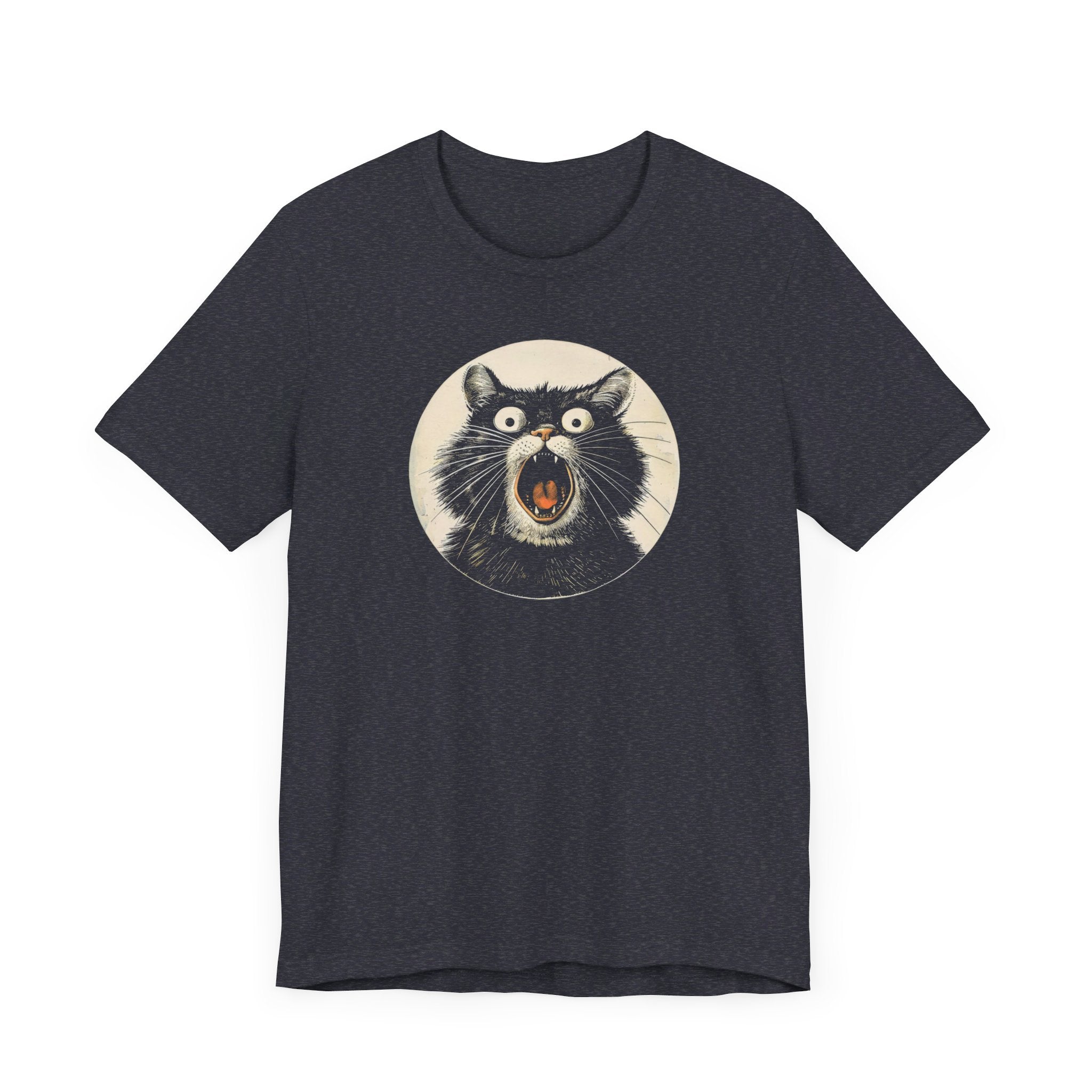 Screaming Black Cat Graphic Tee – Vintage Style Cat Lover Shirt