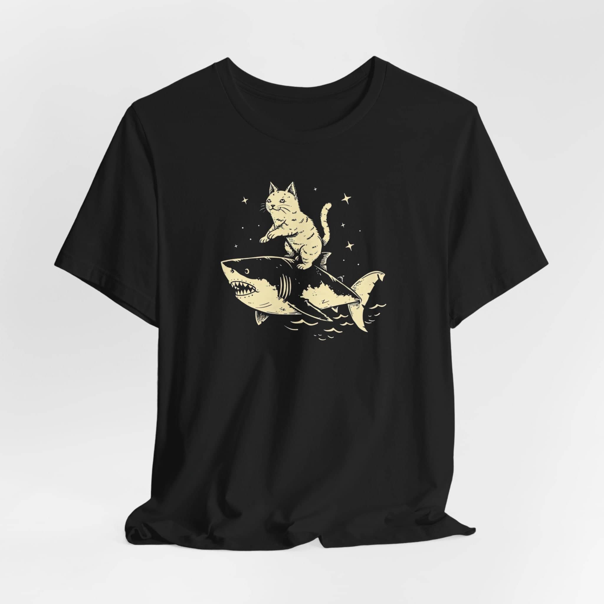 Cat Riding Shark Adventure T-Shirt